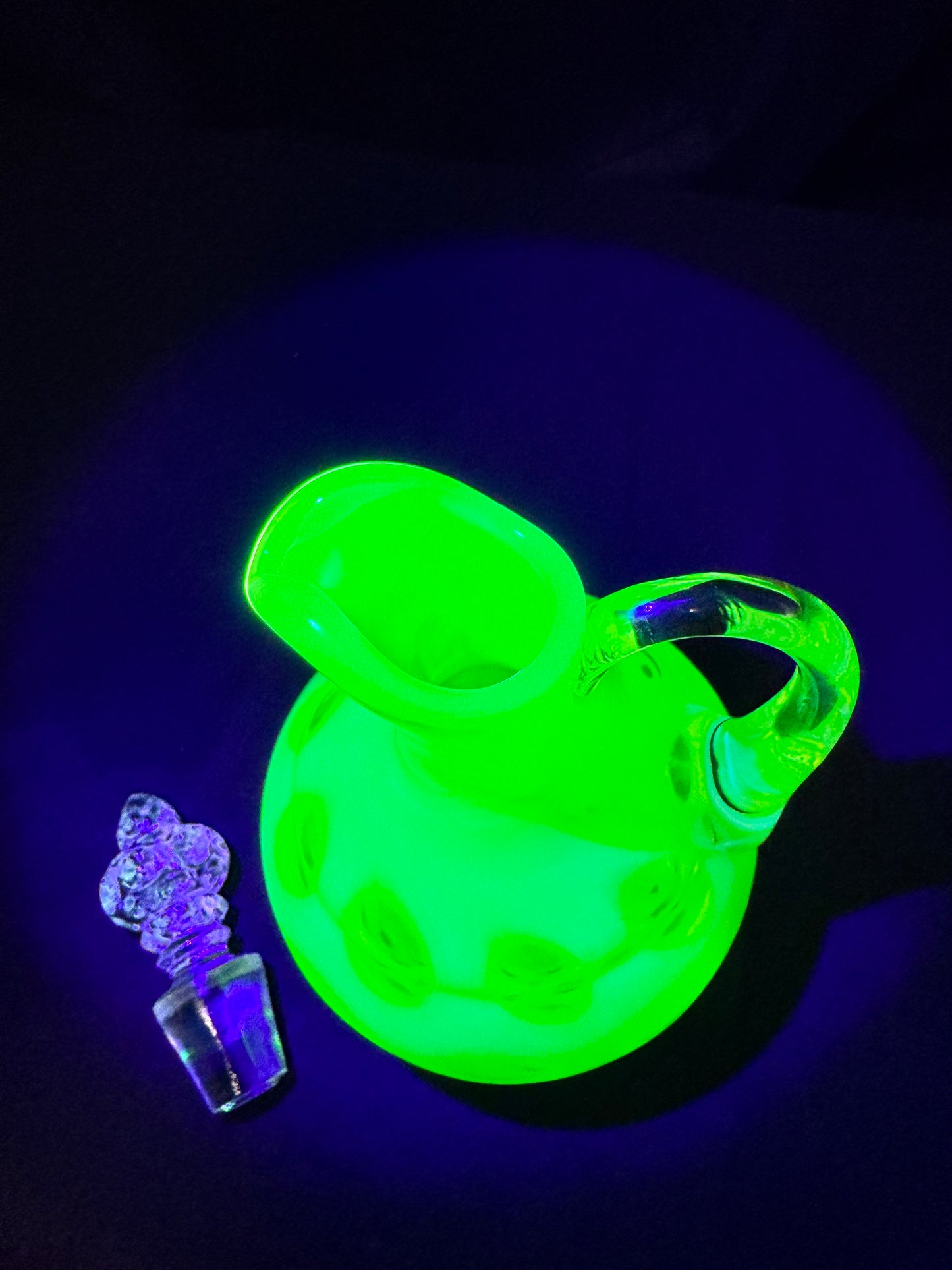 Uranium- Fenton- Cruet - Yellow Opalescent- Coin Dot - “Thumbprint” - Vaseline Glass- Vintage