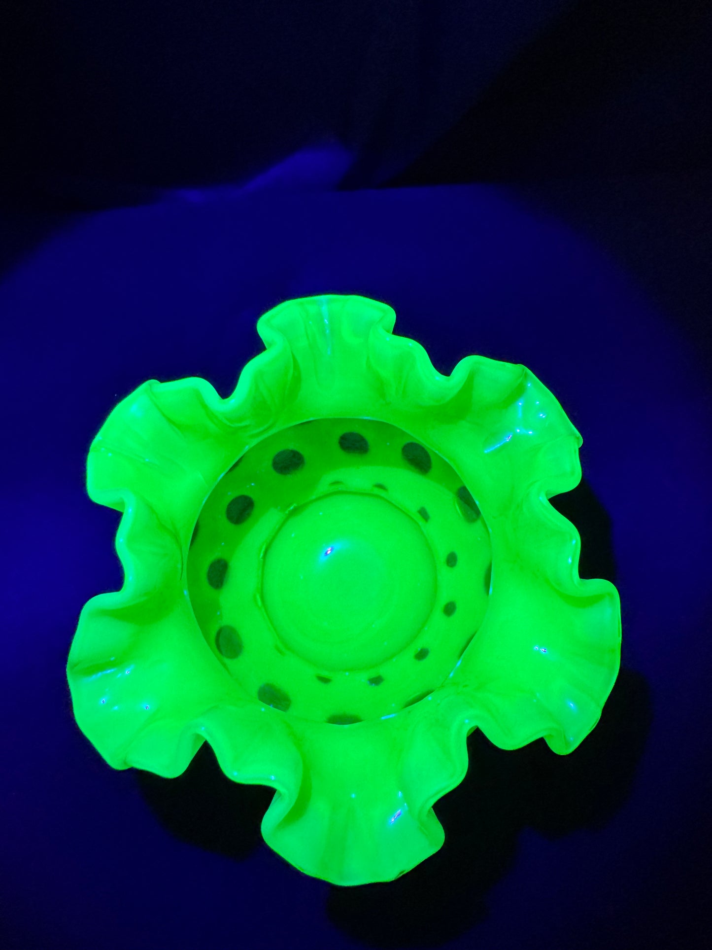 Uranium- Fenton- Vase - Yellow Opalescent- Coin Dot - “Thumbprint” - Vaseline Glass- Vintage