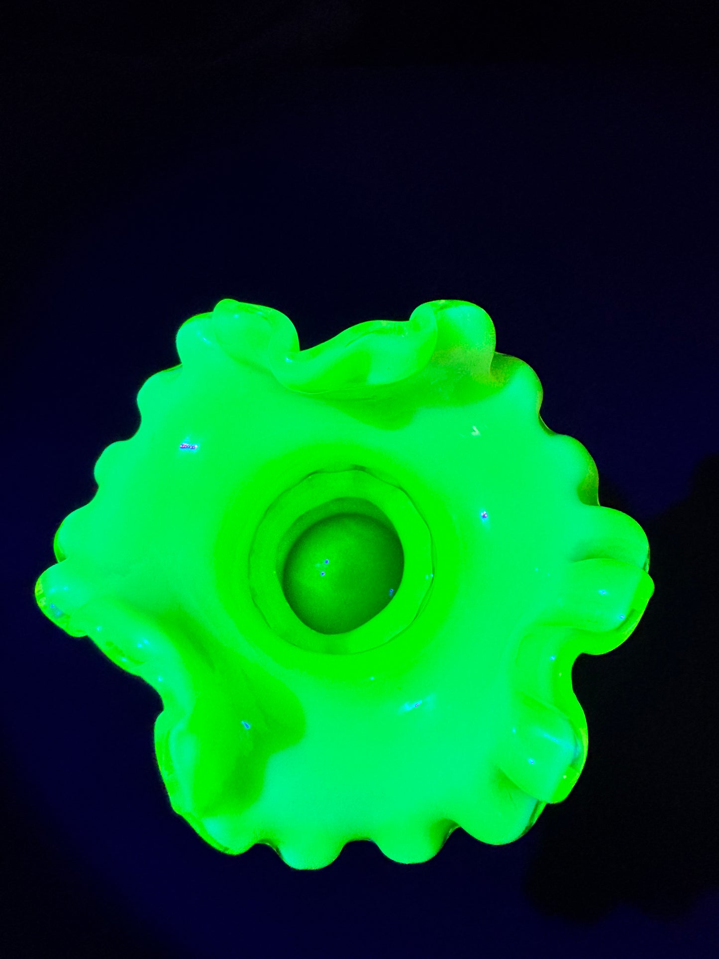 Uranium- Fenton- Vase - Yellow Opalescent- Coin Dot - “Thumbprint” - Vaseline Glass- Vintage