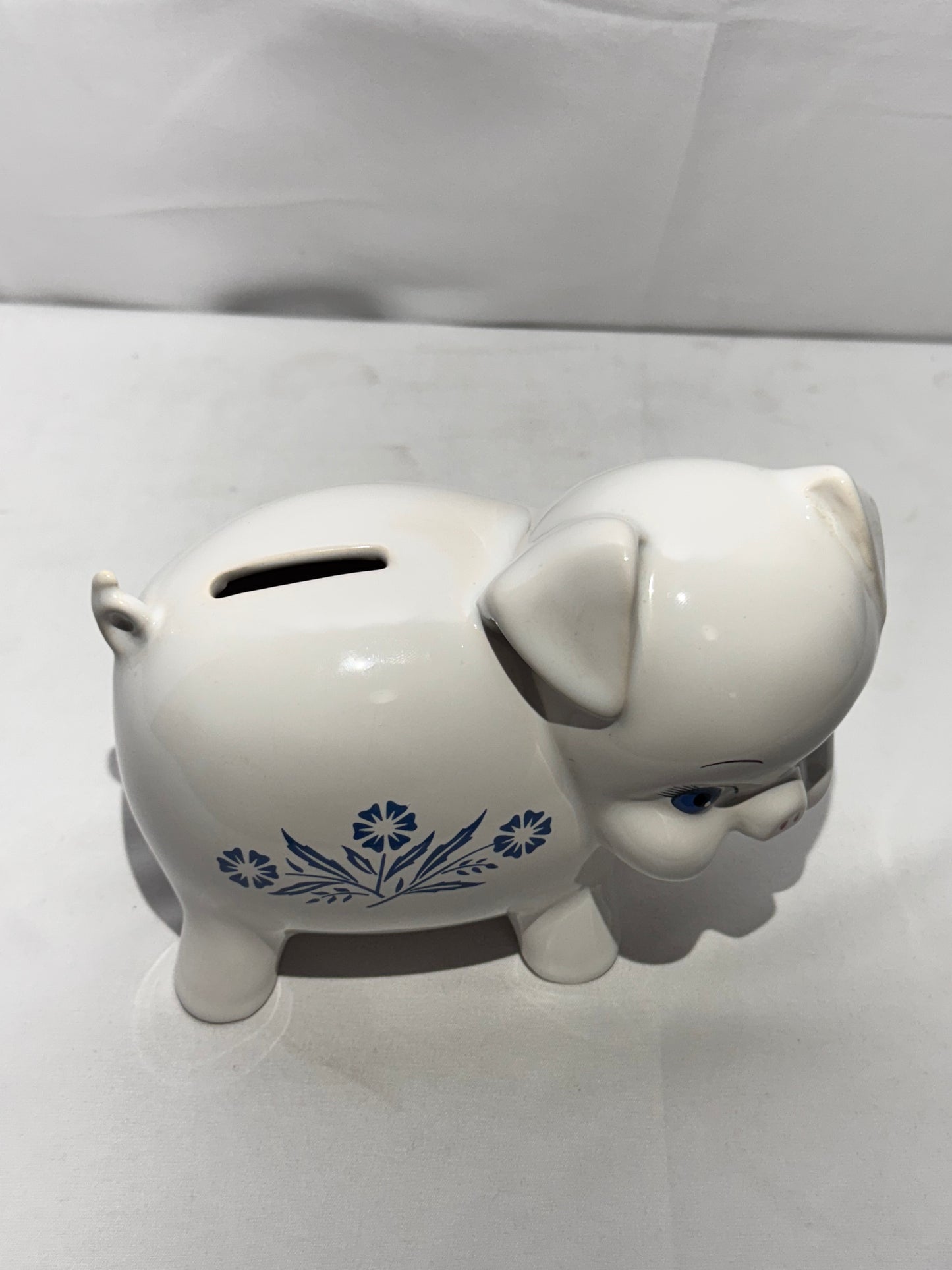 RARE - Corning Ware Ceramic Piggy Bank – Blue Cornflower Design – Made in England