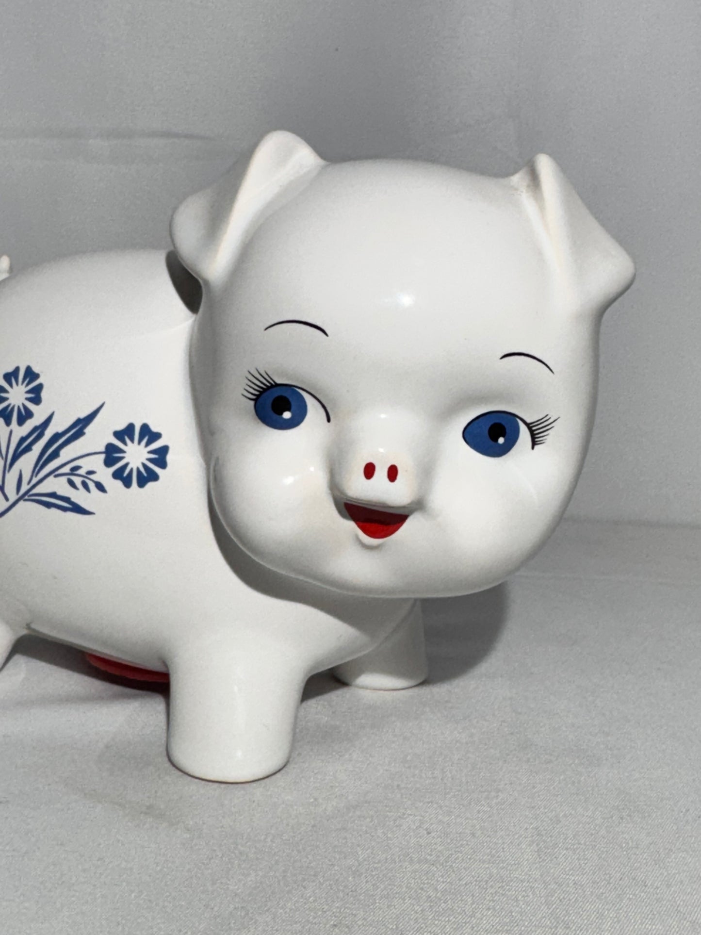 RARE - Corning Ware Ceramic Piggy Bank – Blue Cornflower Design – Made in England