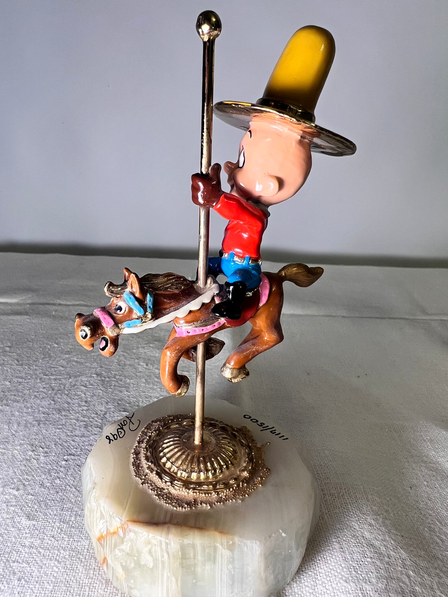 Ron Lee - Elmer Fudd- 5 1/2” statue-carousel horse – signed and numbered 1117\1500-1998 – Looney Tunes – Warner Brothers – stone base