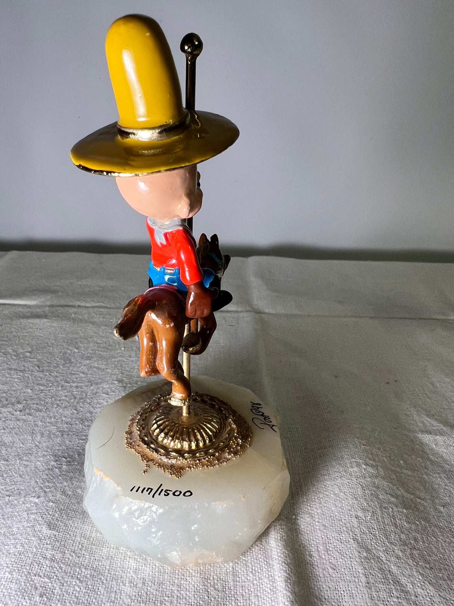 Ron Lee - Elmer Fudd- 5 1/2” statue-carousel horse – signed and numbered 1117\1500-1998 – Looney Tunes – Warner Brothers – stone base