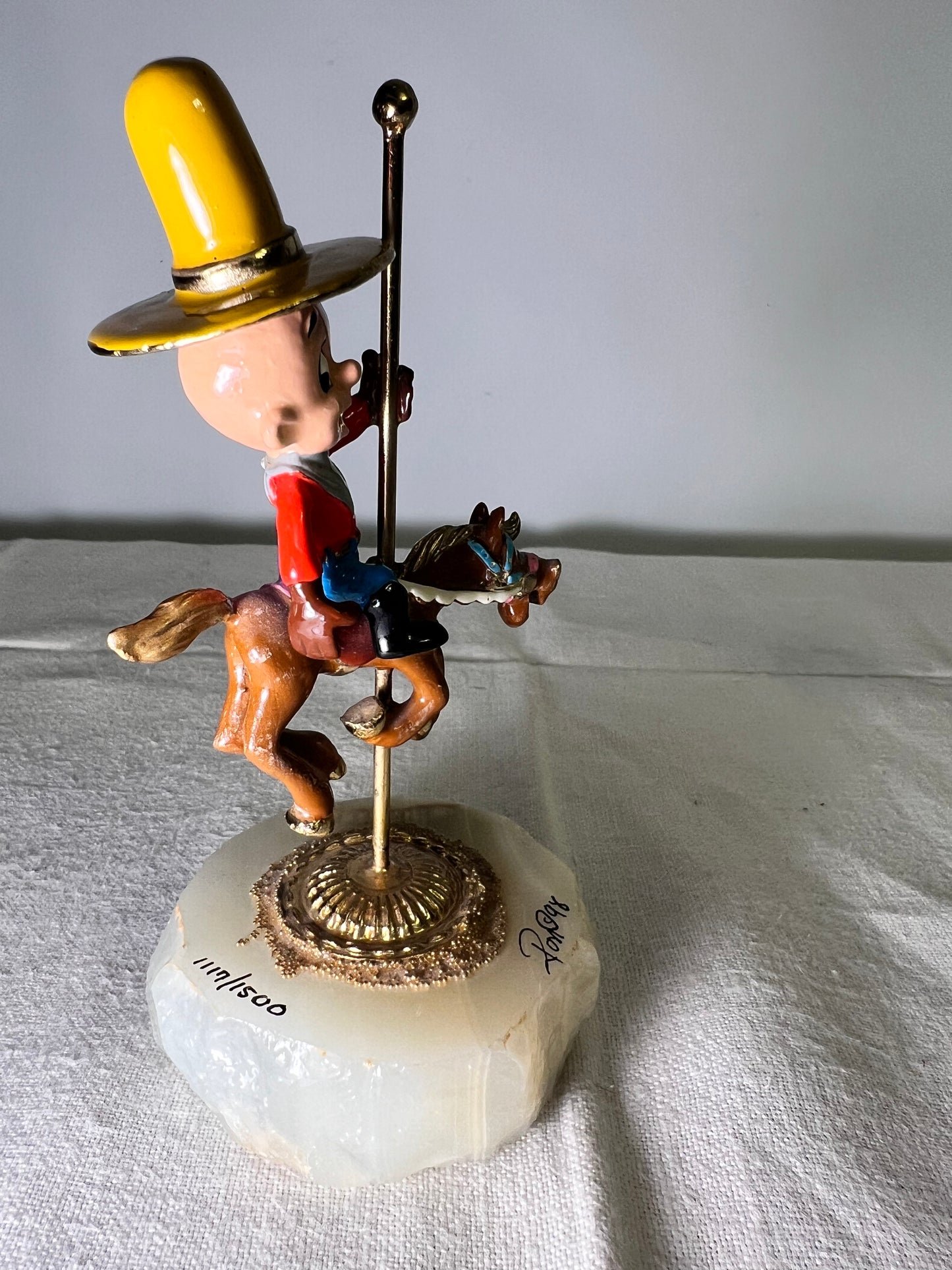 Ron Lee - Elmer Fudd- 5 1/2” statue-carousel horse – signed and numbered 1117\1500-1998 – Looney Tunes – Warner Brothers – stone base