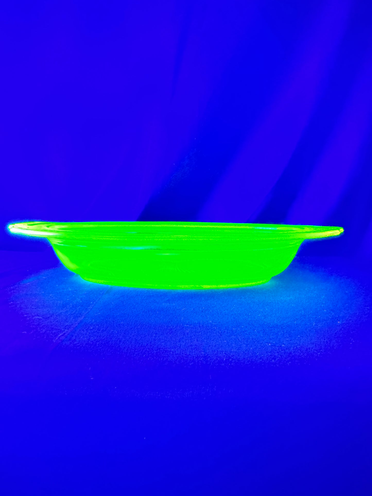 Uranium- Oval Serving Bowl - Etched- Jeanette- Vaseline Glass- vintage