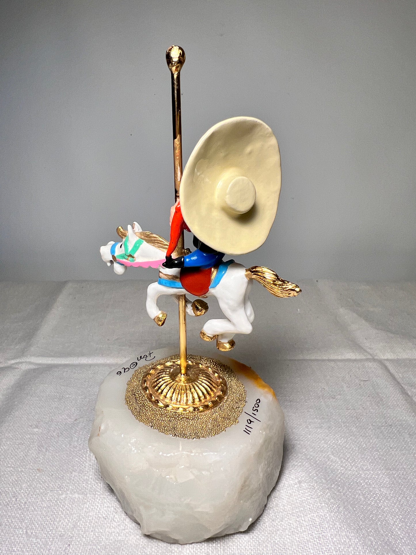 Ron Lee- Yosemite Sam On carousel horse-6” statue-1996- signed and Numbered 1119/1500-Looney Tunes -Warner Brothers- Stone base 