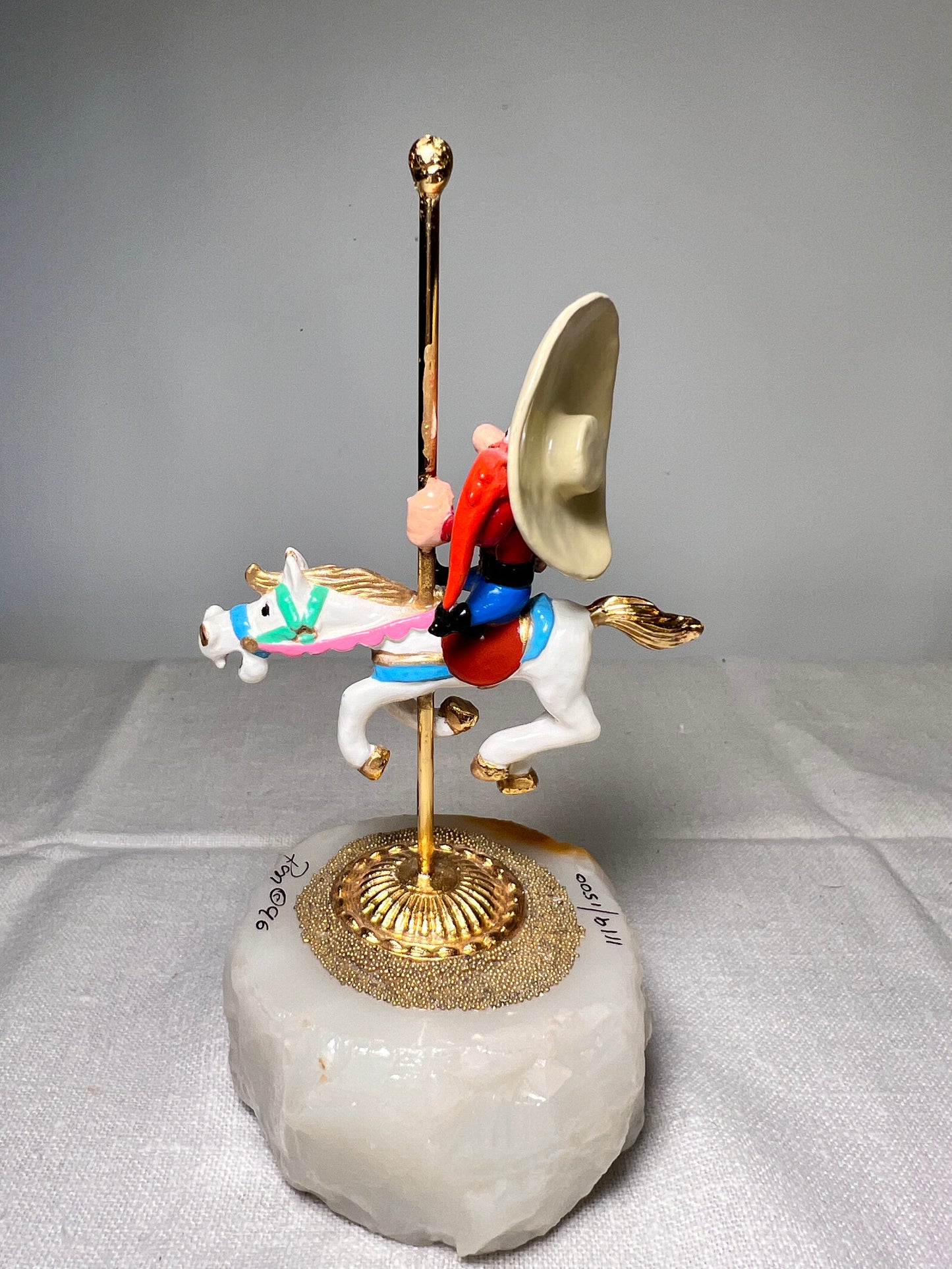 Ron Lee- Yosemite Sam On carousel horse-6” statue-1996- signed and Numbered 1119/1500-Looney Tunes -Warner Brothers- Stone base 