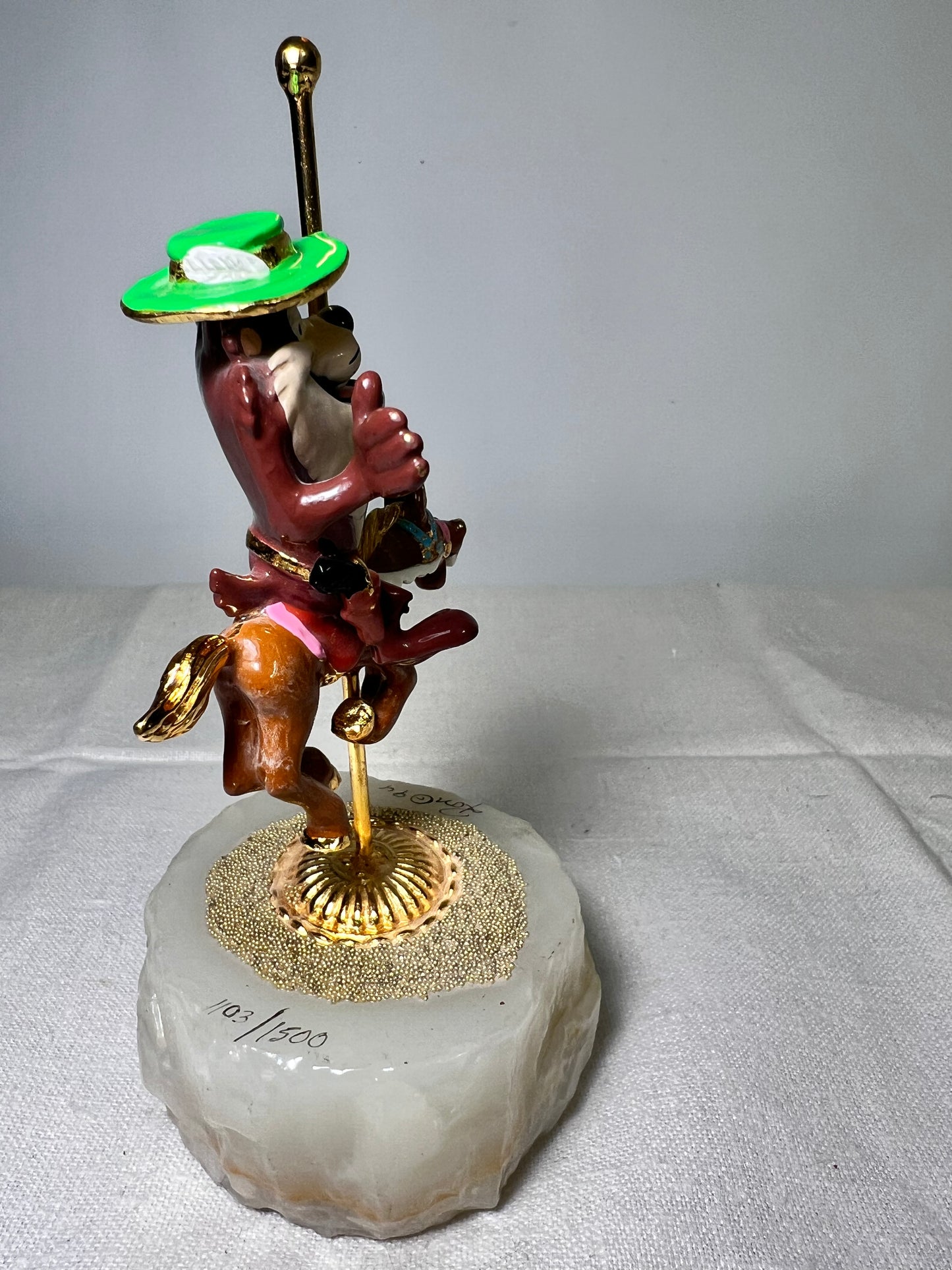 Ron Lee - Taz riding a carousel horse-6“ statue-signed and numbered 1103/1500-Looney Tunes – Warner Brothers – 1994 – Stone base