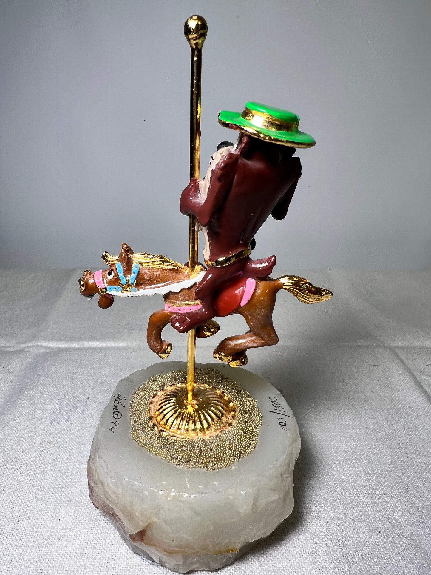 Ron Lee - Taz riding a carousel horse-6“ statue-signed and numbered 1103/1500-Looney Tunes – Warner Brothers – 1994 – Stone base