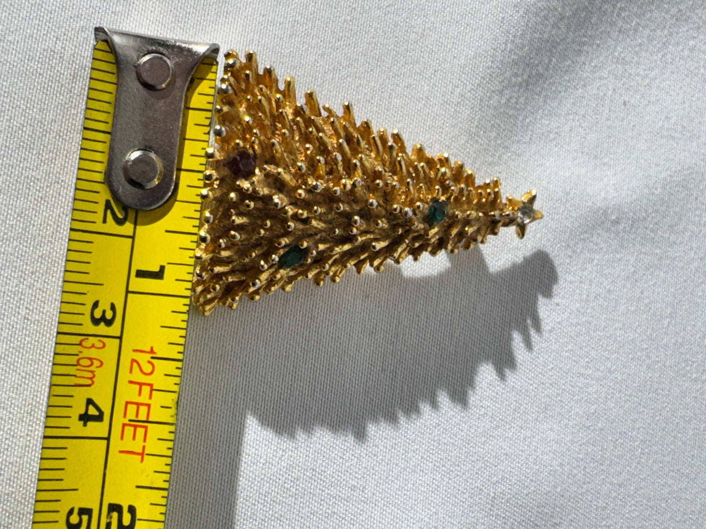 Vintage ROMA Rhinestone Christmas Tree Brooch Signed