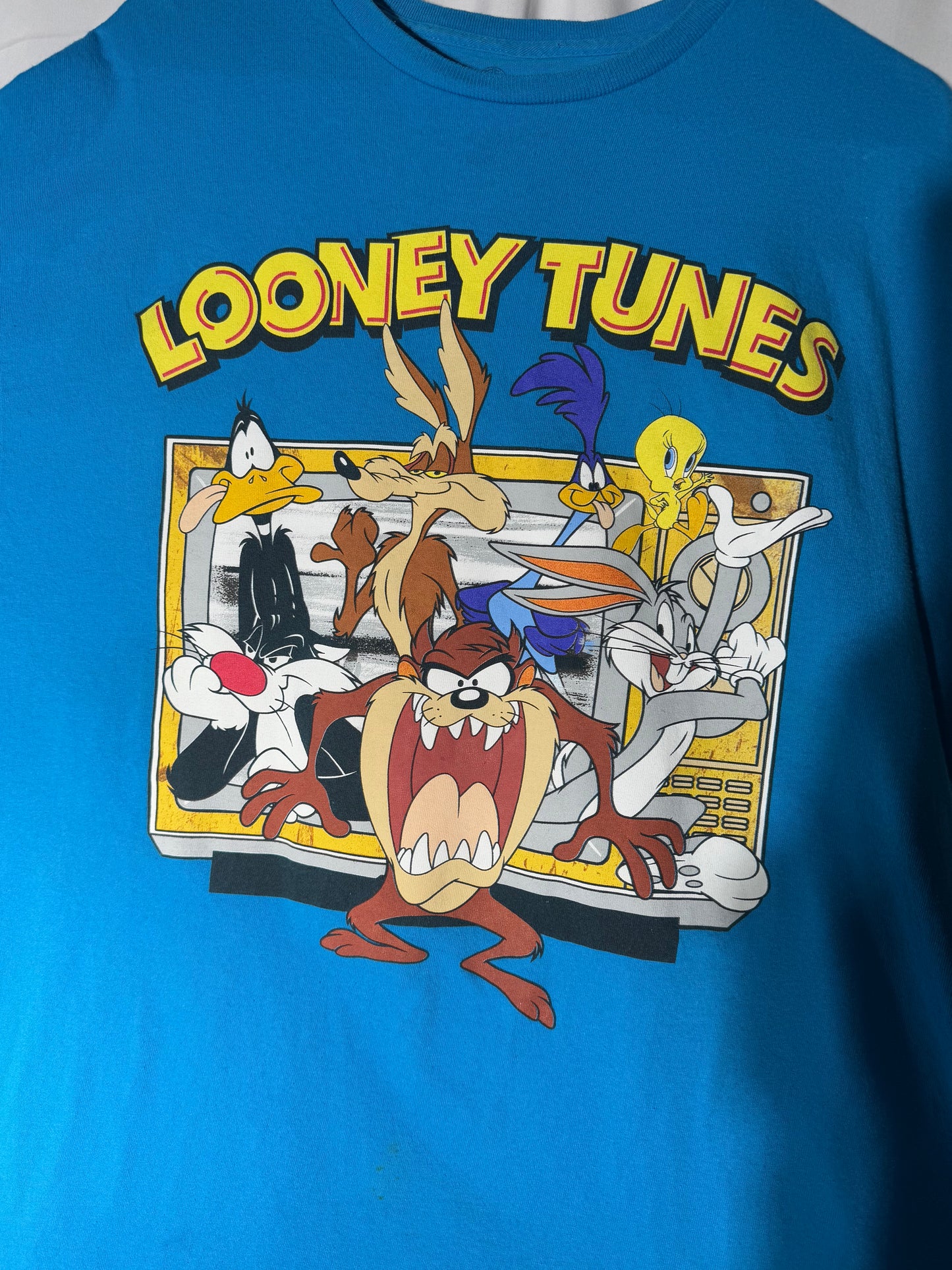 Graphic T-shirt - Looney Tunes- Daffy Duck , Wile E . Coyote, Roadrunner, Tweety, Sylvester, Taz and Bugs bunny- Blue shirt