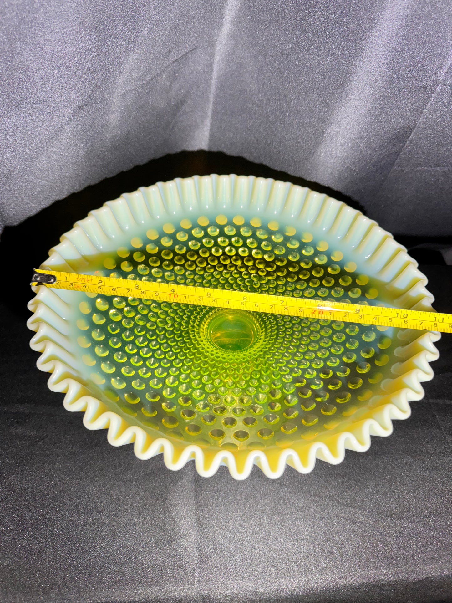 Uranium- Fenton -Hobnail- Large 11.5” -Footed Desert Tray /Compote