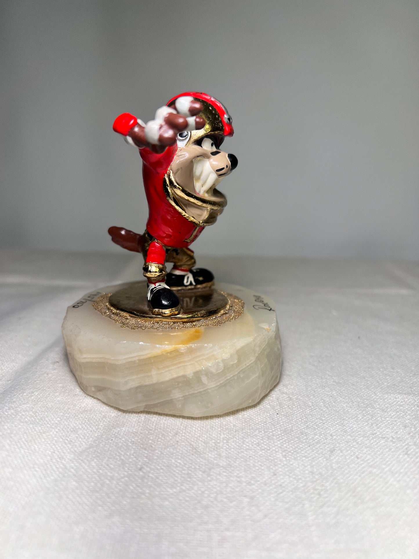 Ron Lee - Taz- Football #13- signed and numbered 145\750 -1998-4 1/2”statue-Looney Tunes – Warner Brothers – Stone base-red and gold jersey