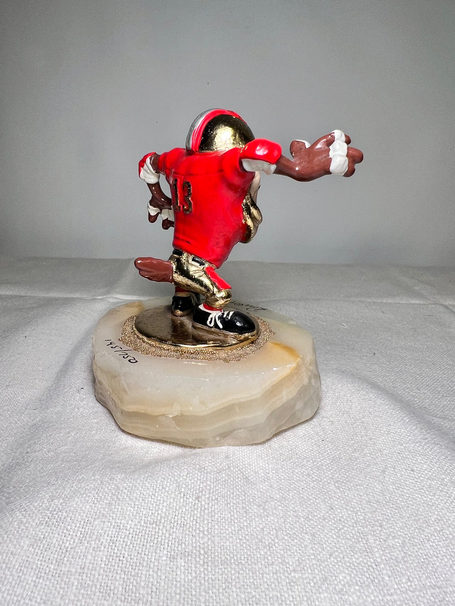 Ron Lee - Taz- Football #13- signed and numbered 145\750 -1998-4 1/2”statue-Looney Tunes – Warner Brothers – Stone base-red and gold jersey