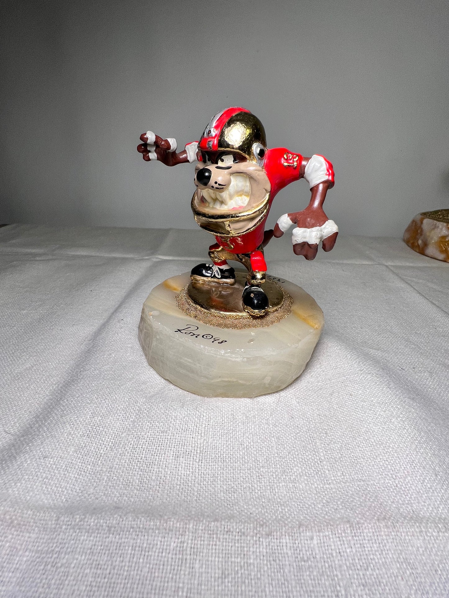 Ron Lee - Taz- Football #13- signed and numbered 145\750 -1998-4 1/2”statue-Looney Tunes – Warner Brothers – Stone base-red and gold jersey