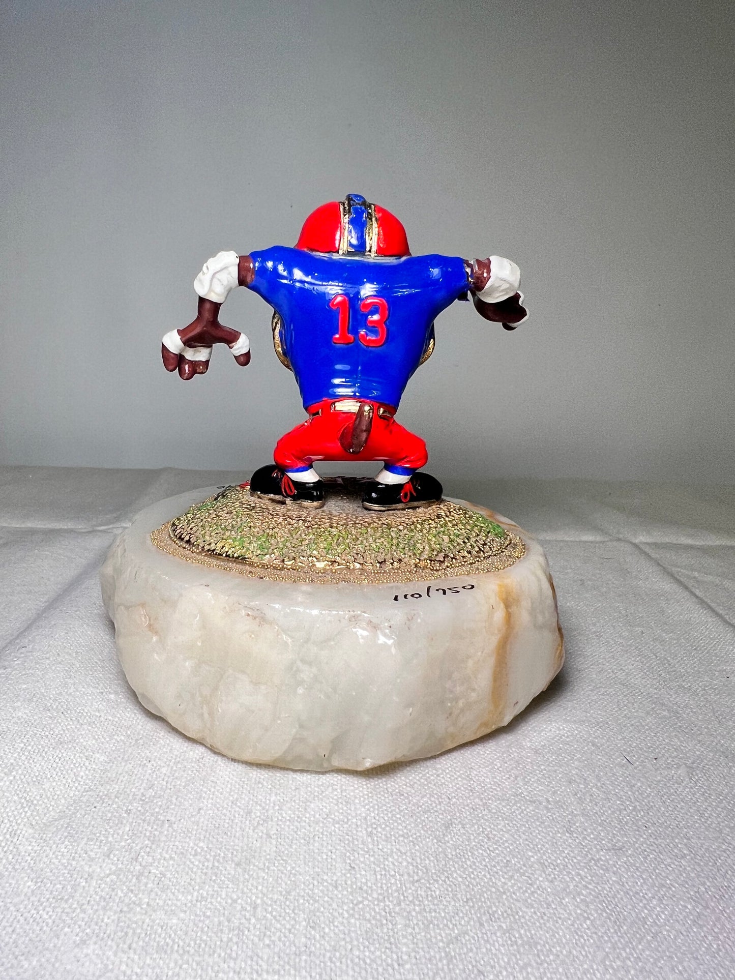 Ron Lee- Taz- Six Flags all Stars- Football-4 1/2” statue- red & blue jersey – #13– signed and numbered 110/750– 1996-looney Tunes – Warner Brothers – Stone base