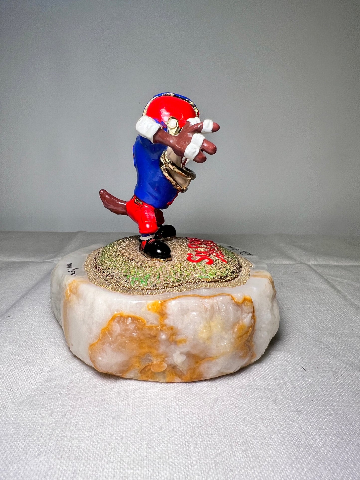 Ron Lee- Taz- Six Flags all Stars- Football-4 1/2” statue- red & blue jersey – #13– signed and numbered 110/750– 1996-looney Tunes – Warner Brothers – Stone base