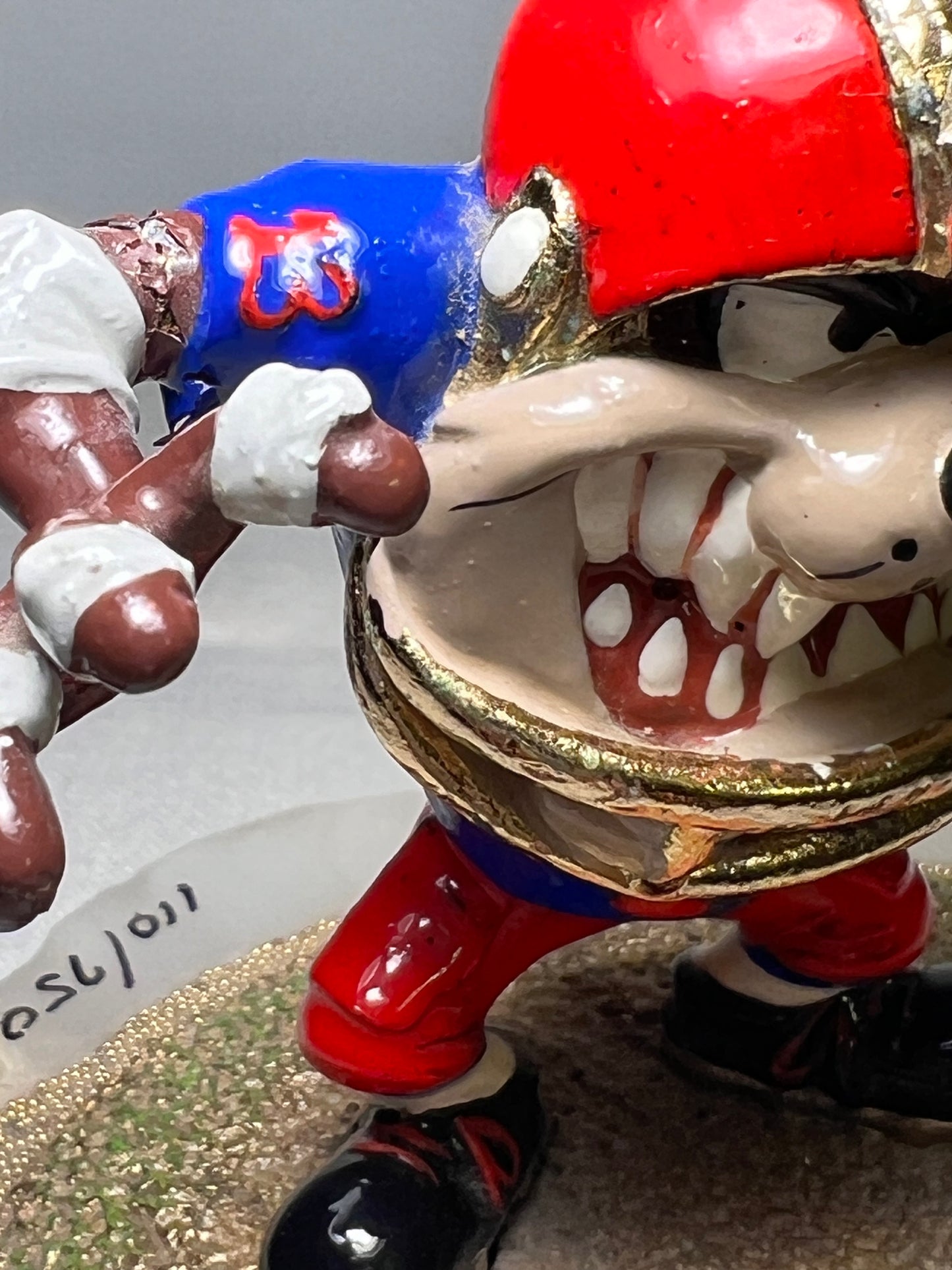 Ron Lee- Taz- Six Flags all Stars- Football-4 1/2” statue- red & blue jersey – #13– signed and numbered 110/750– 1996-looney Tunes – Warner Brothers – Stone base