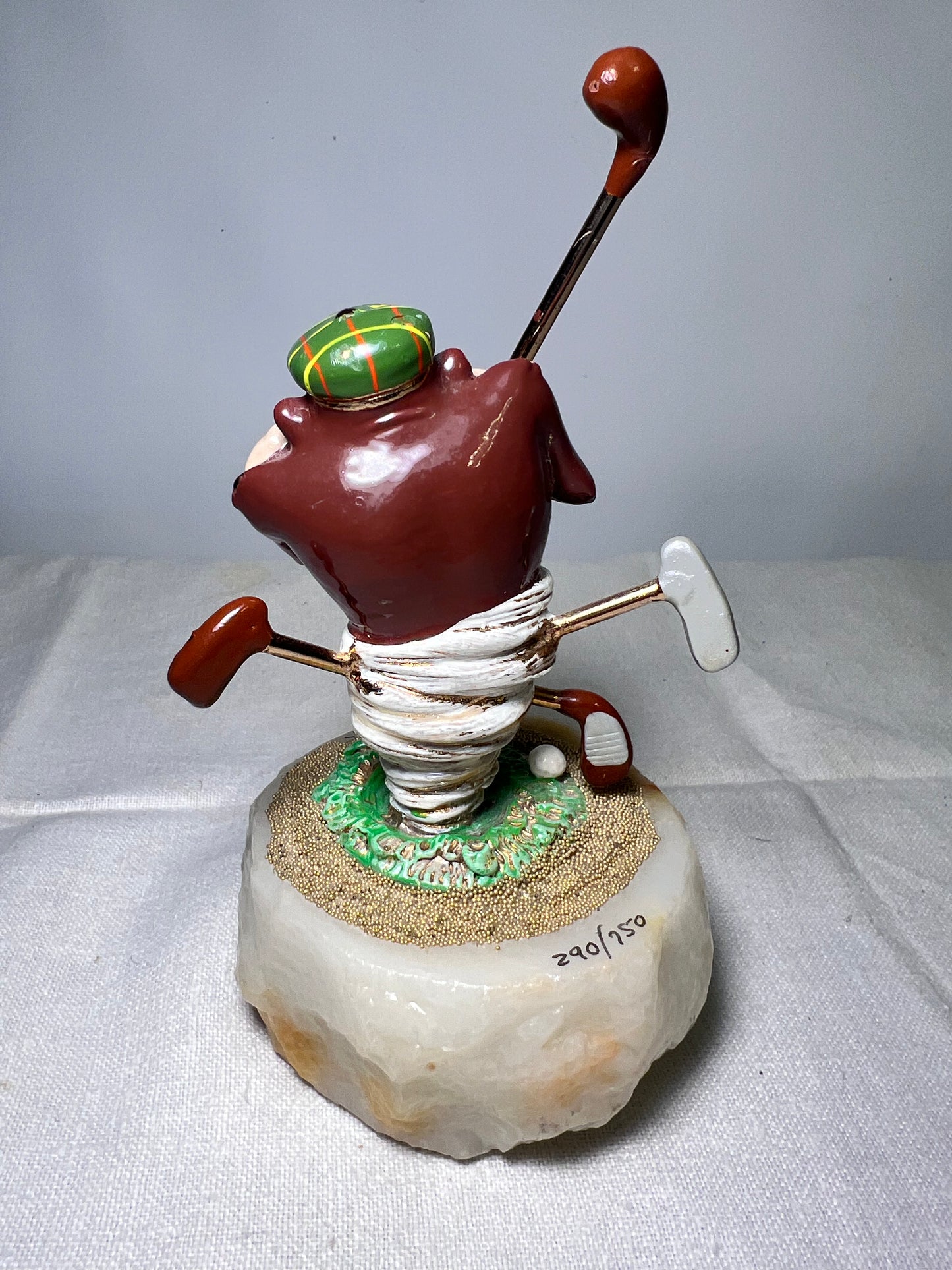 Ron Lee -Taz- Playing Golf -signed the numbered 290/750-1995 - 6” statue - Looney Tunes-Warner Brothers- stone base
