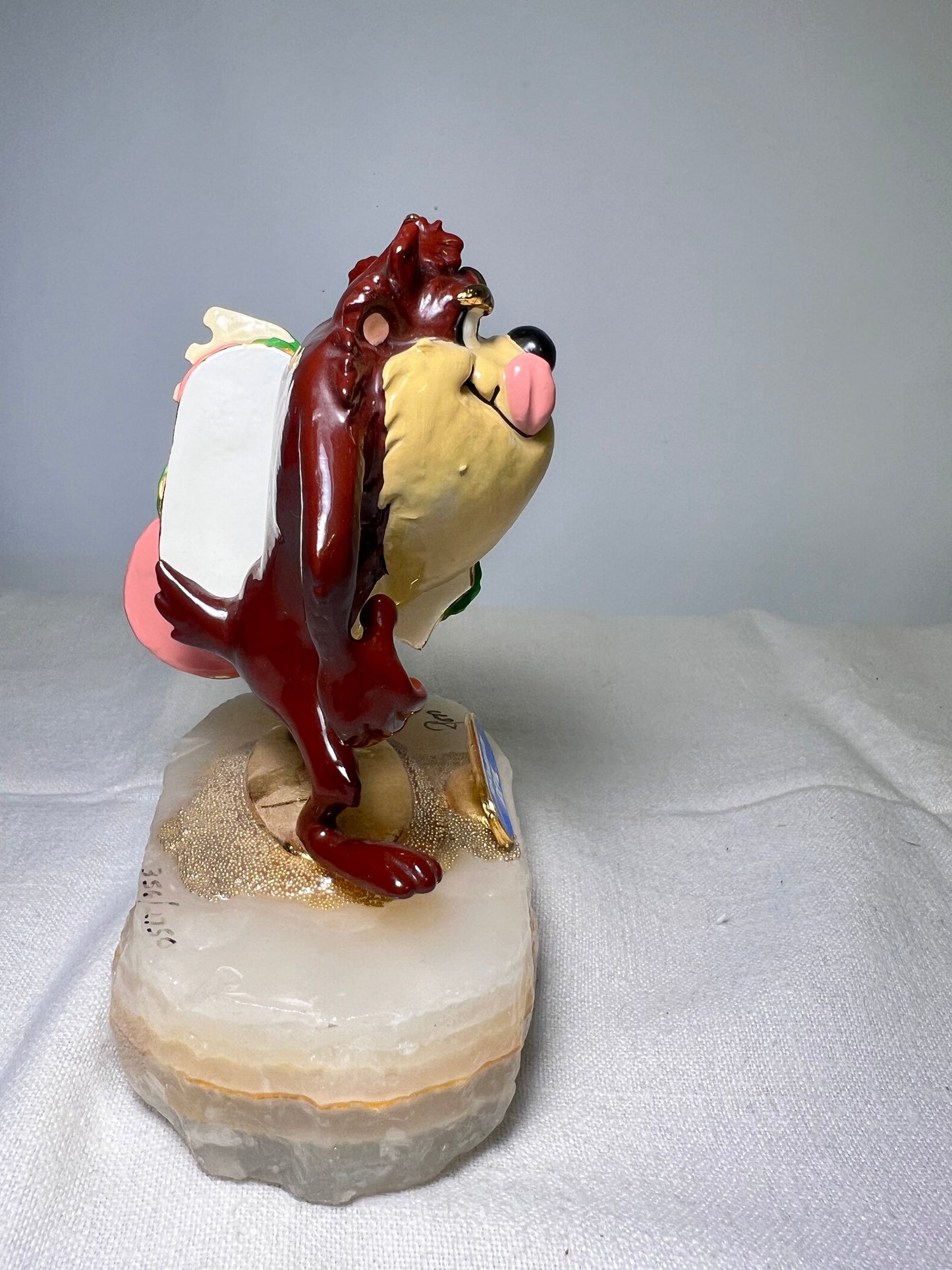 Ron Lee- Taz- Holding Sandwich-1991- 5” statue- Looney Tunes- signed and numbered 356/1750 -stone base