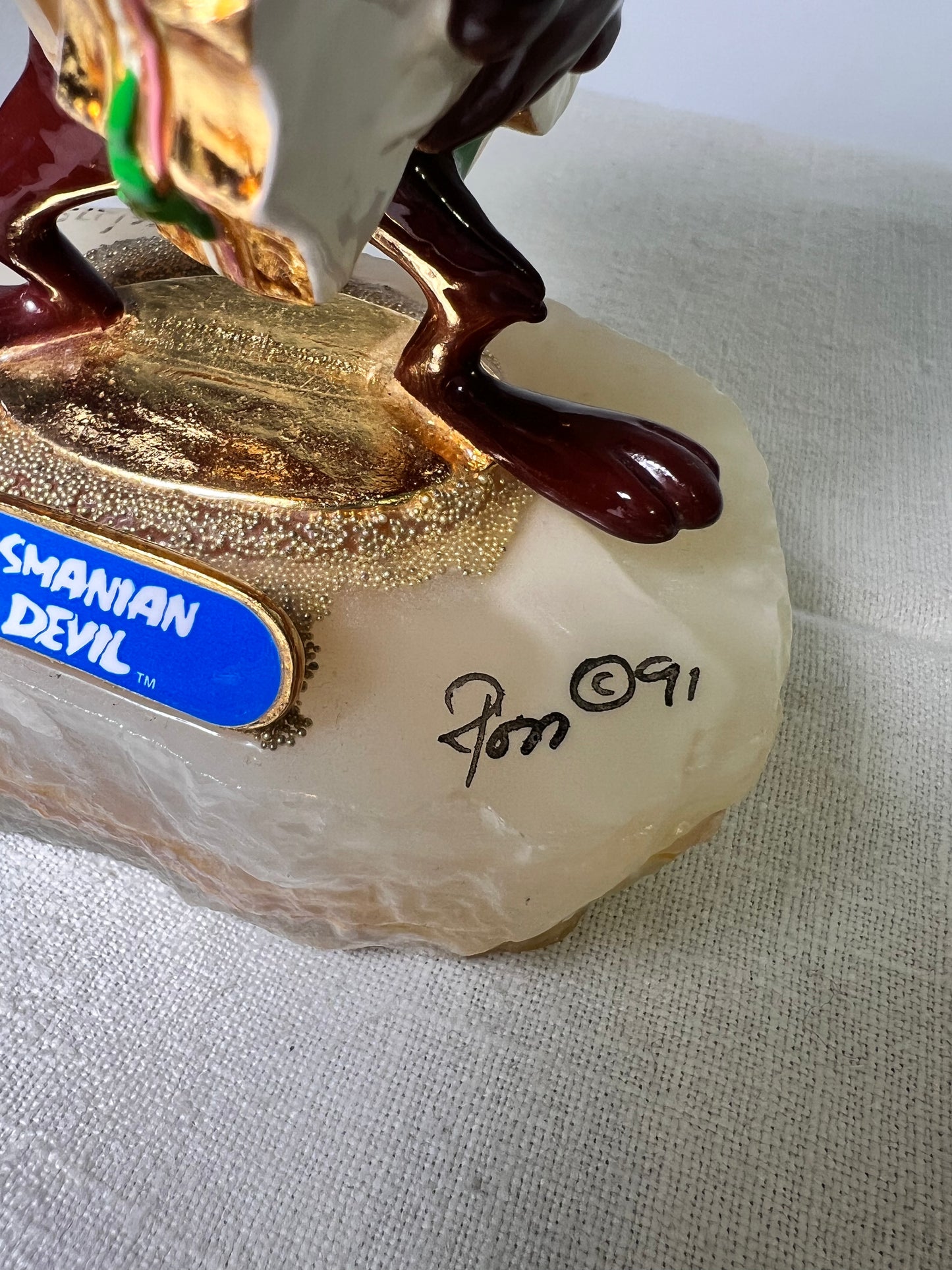 Ron Lee- Taz- Holding Sandwich-1991- 5” statue- Looney Tunes- signed and numbered 356/1750 -stone base