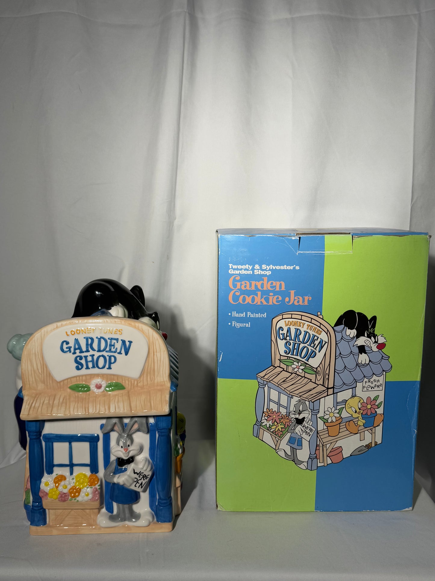 Tweety & Sylvester Garden Shop - Garden Cookie Jar - Hand Painted- Warner Brothers- Looney Tunes