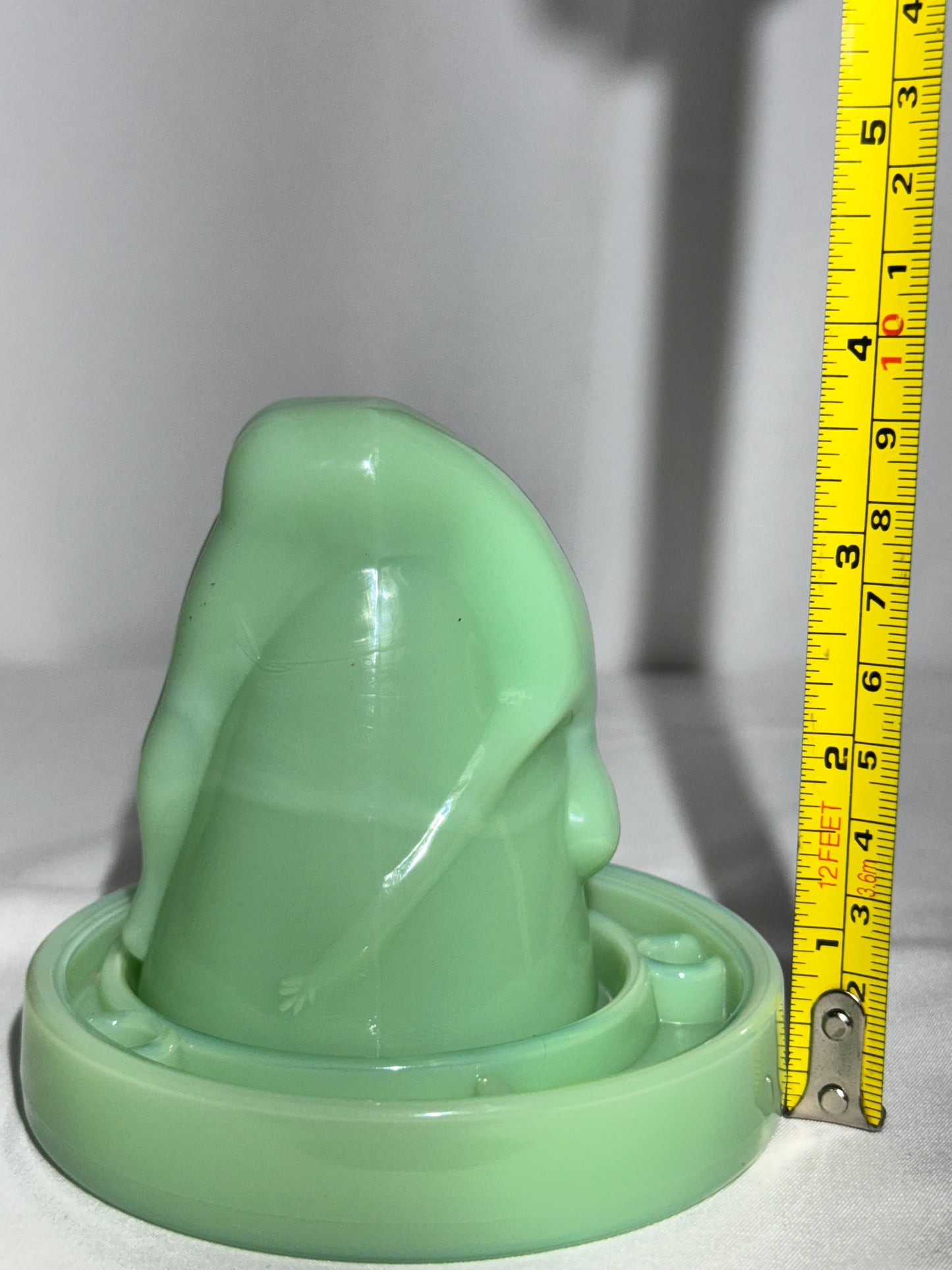 “Bottoms Up - Shot Glass w/coaster- art deco- Jadeite