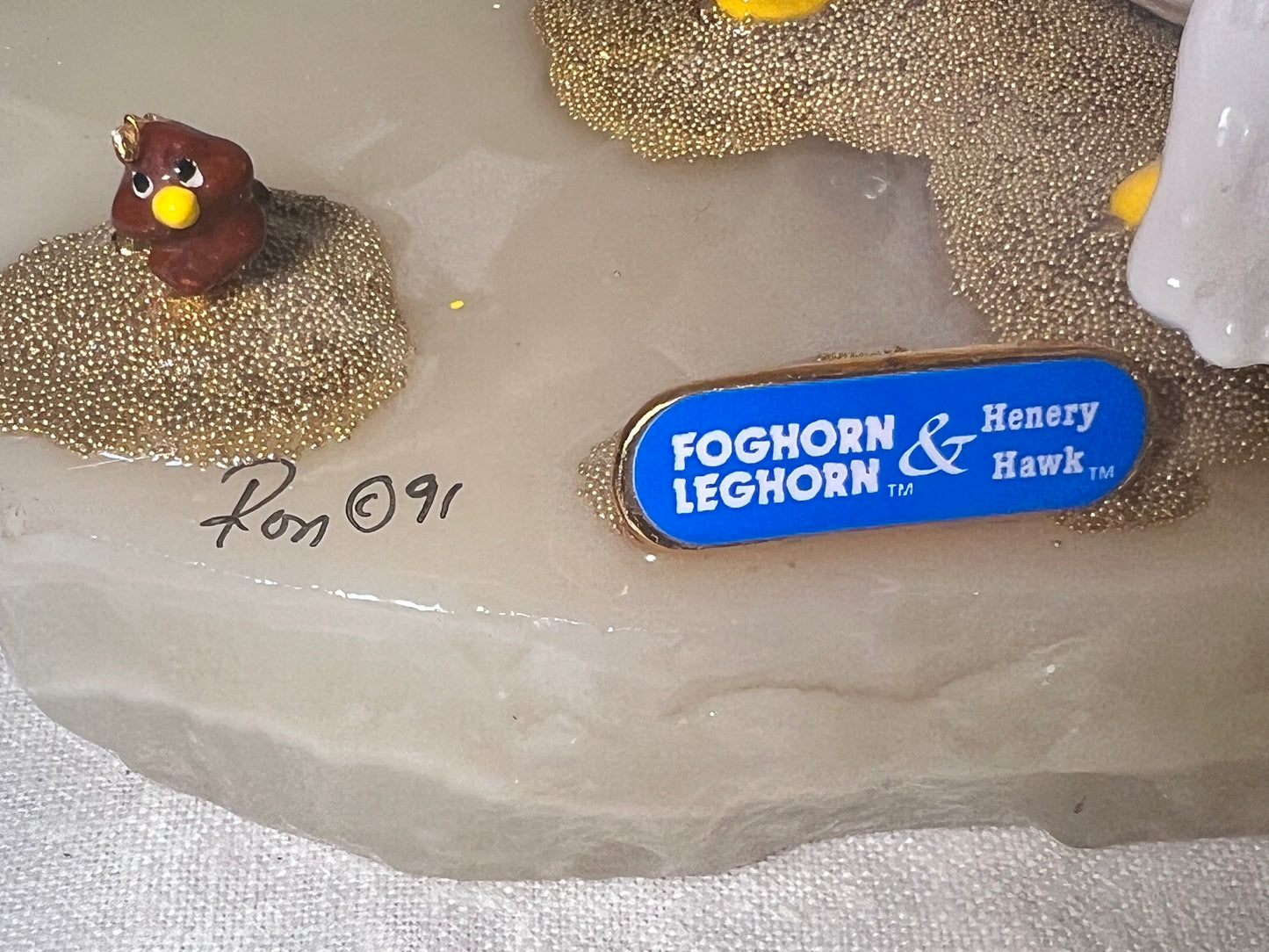 Ron Lee- Foghorn Leghorn & Henry Hawk- 4.5” statue- 1991- signed and numbered 700/2750-Looney tunes-Warner Brothers-Stone base 