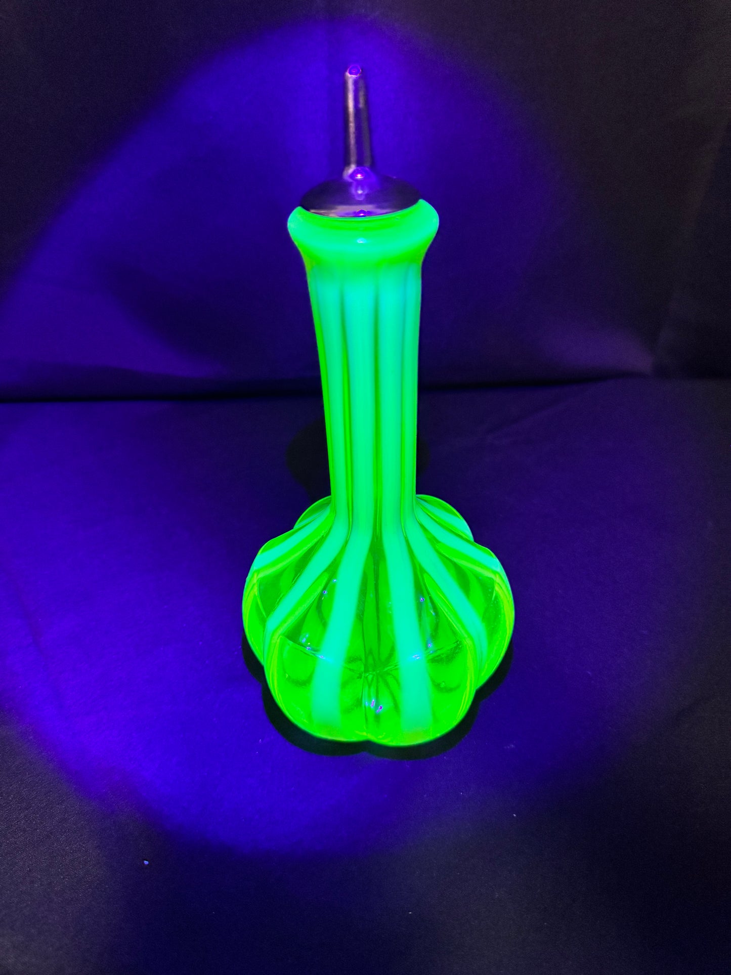 Uranium Fenton Glass- Barber Bottle- Stripped with Topper