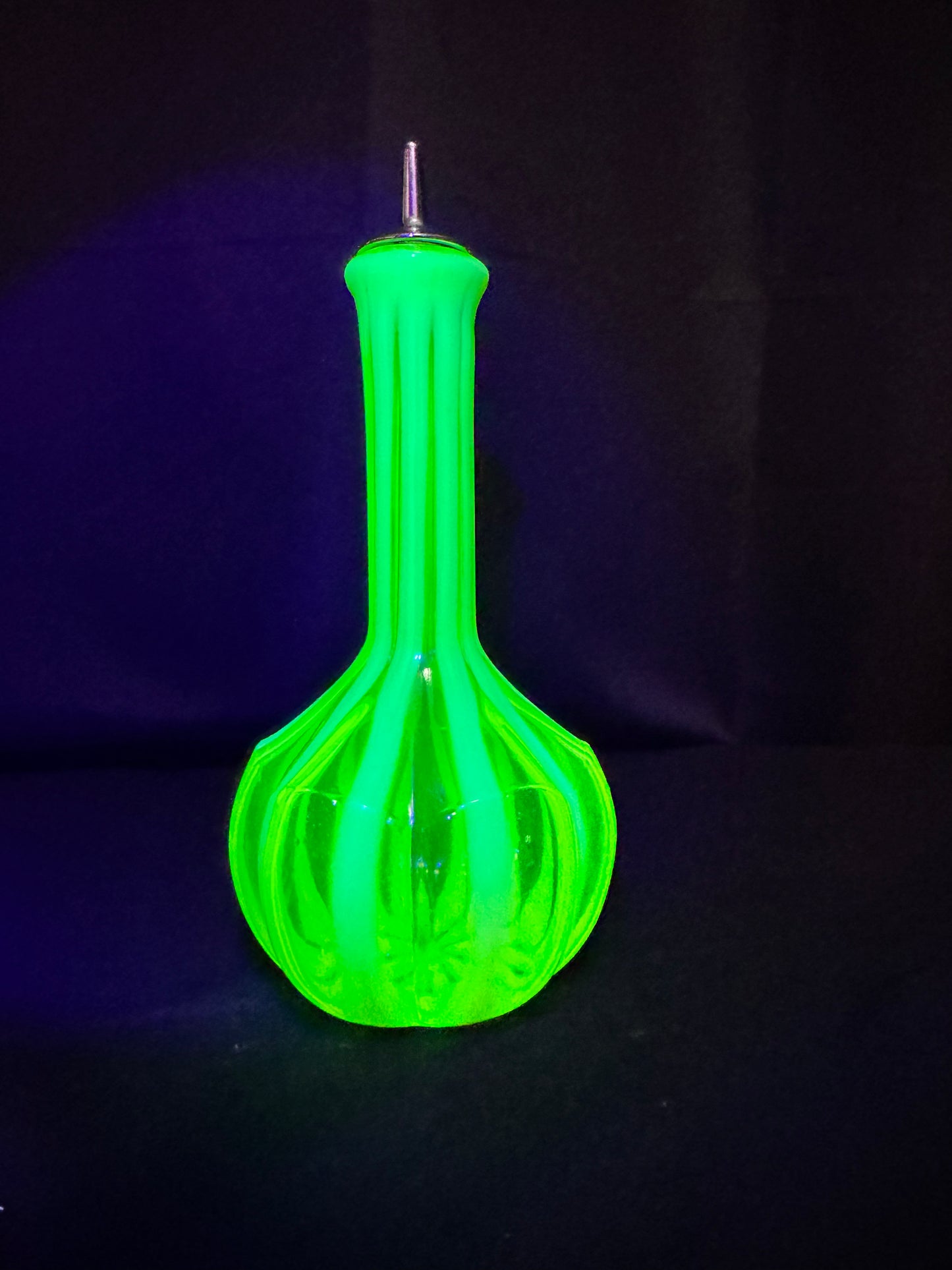 Uranium Fenton Glass- Barber Bottle- Stripped with Topper