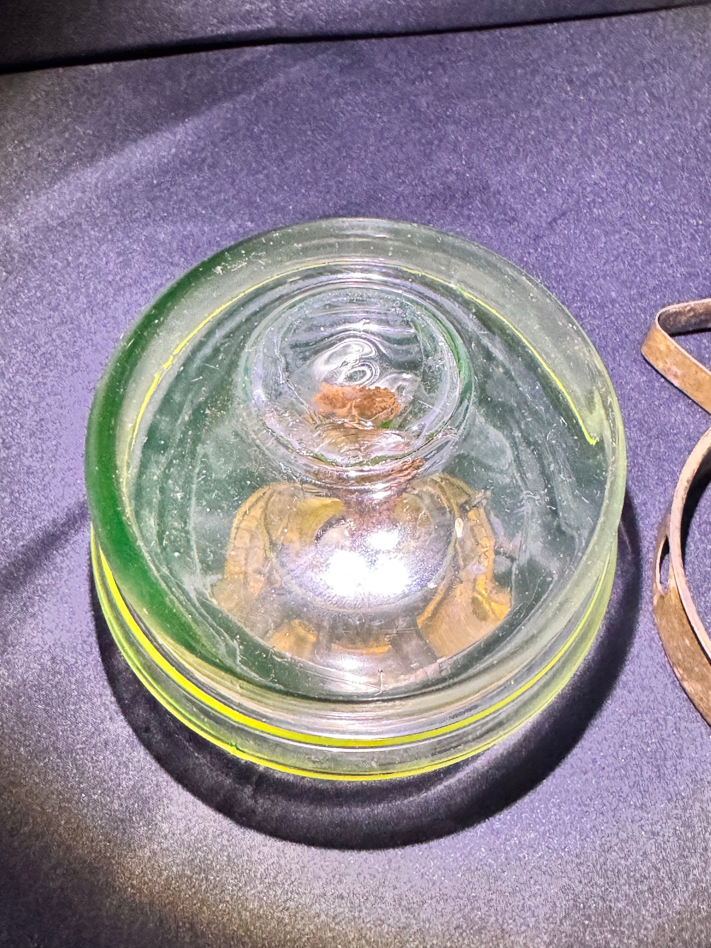 Uranium Glass Oil Lamp with Metal Hanging Wall Mount Base