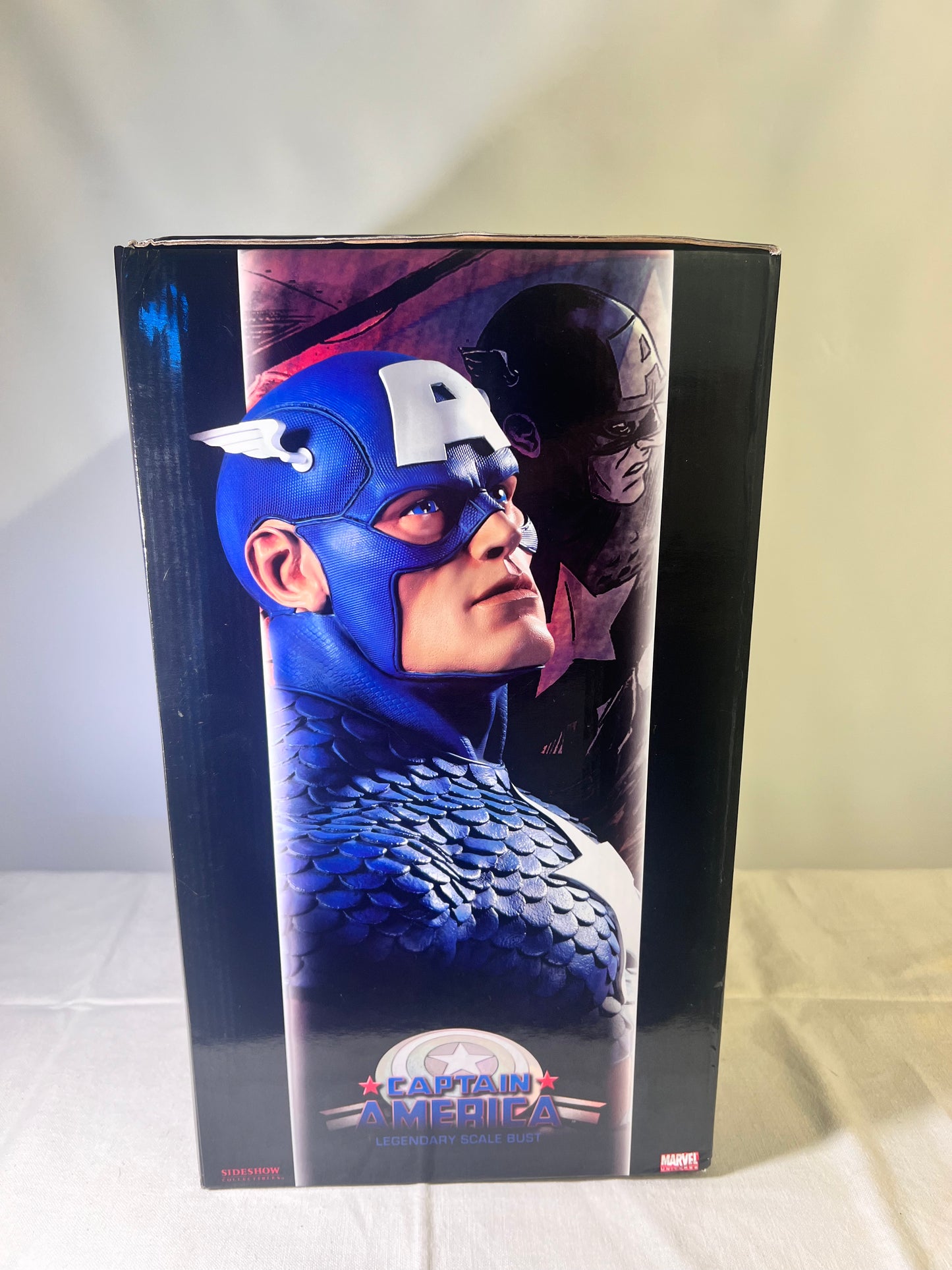 Captain America- Sideshow Bust- # 308/400- display sign- Original Box and sipping box from sideshow