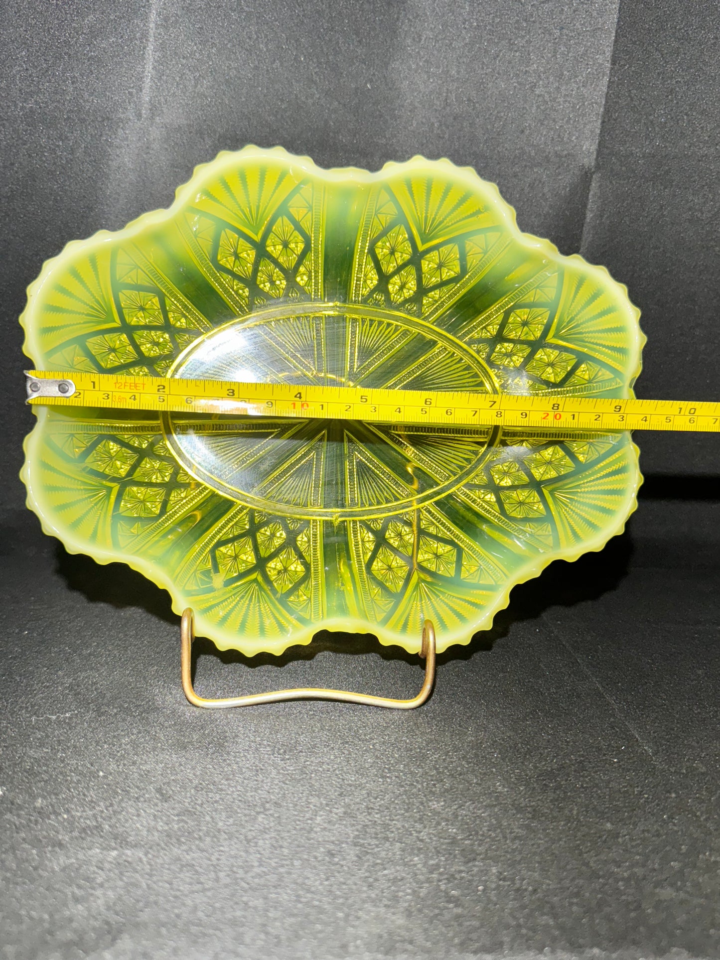 George Davidson “Lords and Ladies” Uranium Opalescent Serving Bowl 9.5”x7.5”