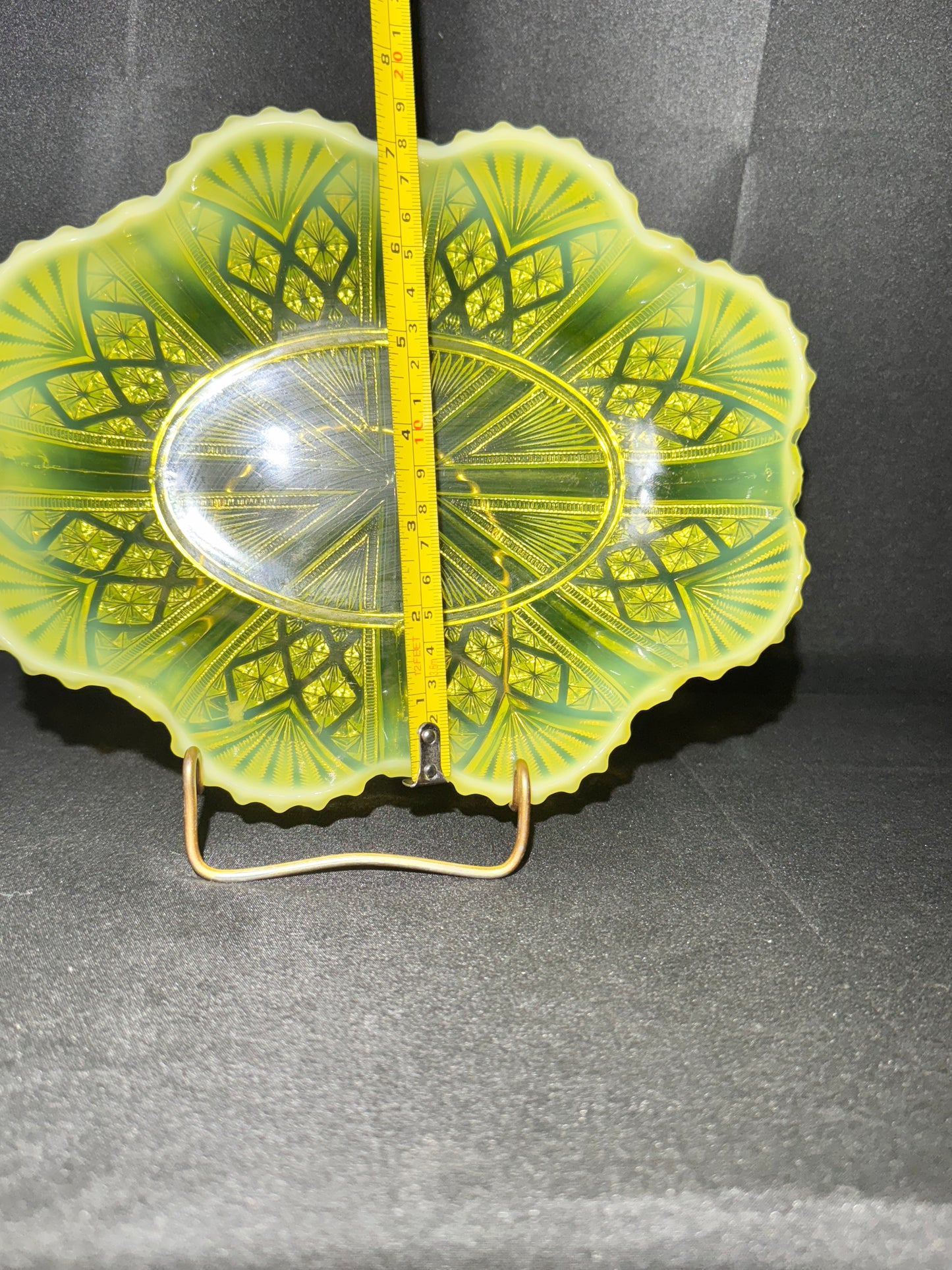 George Davidson “Lords and Ladies” Uranium Opalescent Serving Bowl 9.5”x7.5”