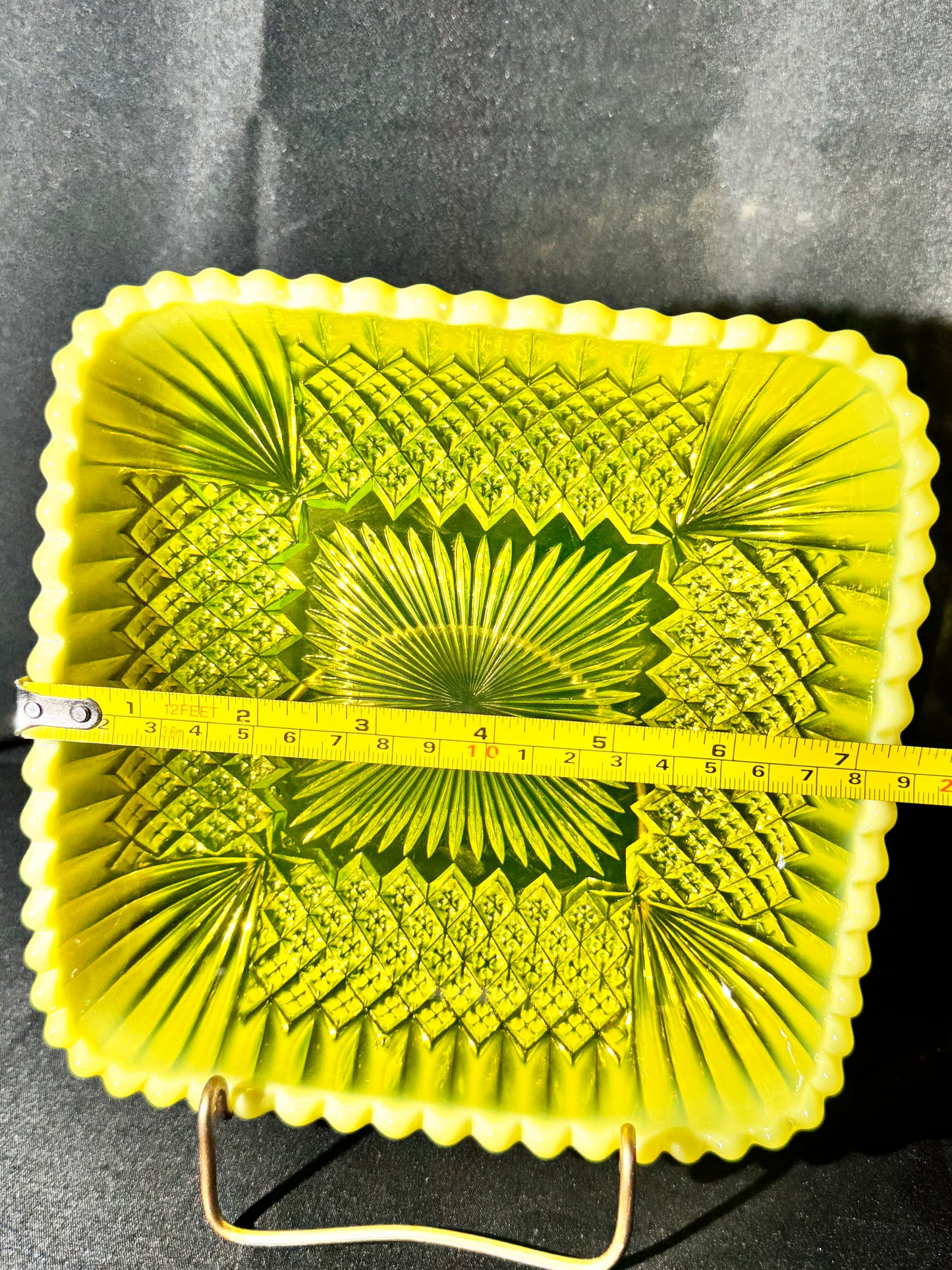 Uranium- Davidson- Somerset Square Suited Bowl Primrose Pearline Opalescent