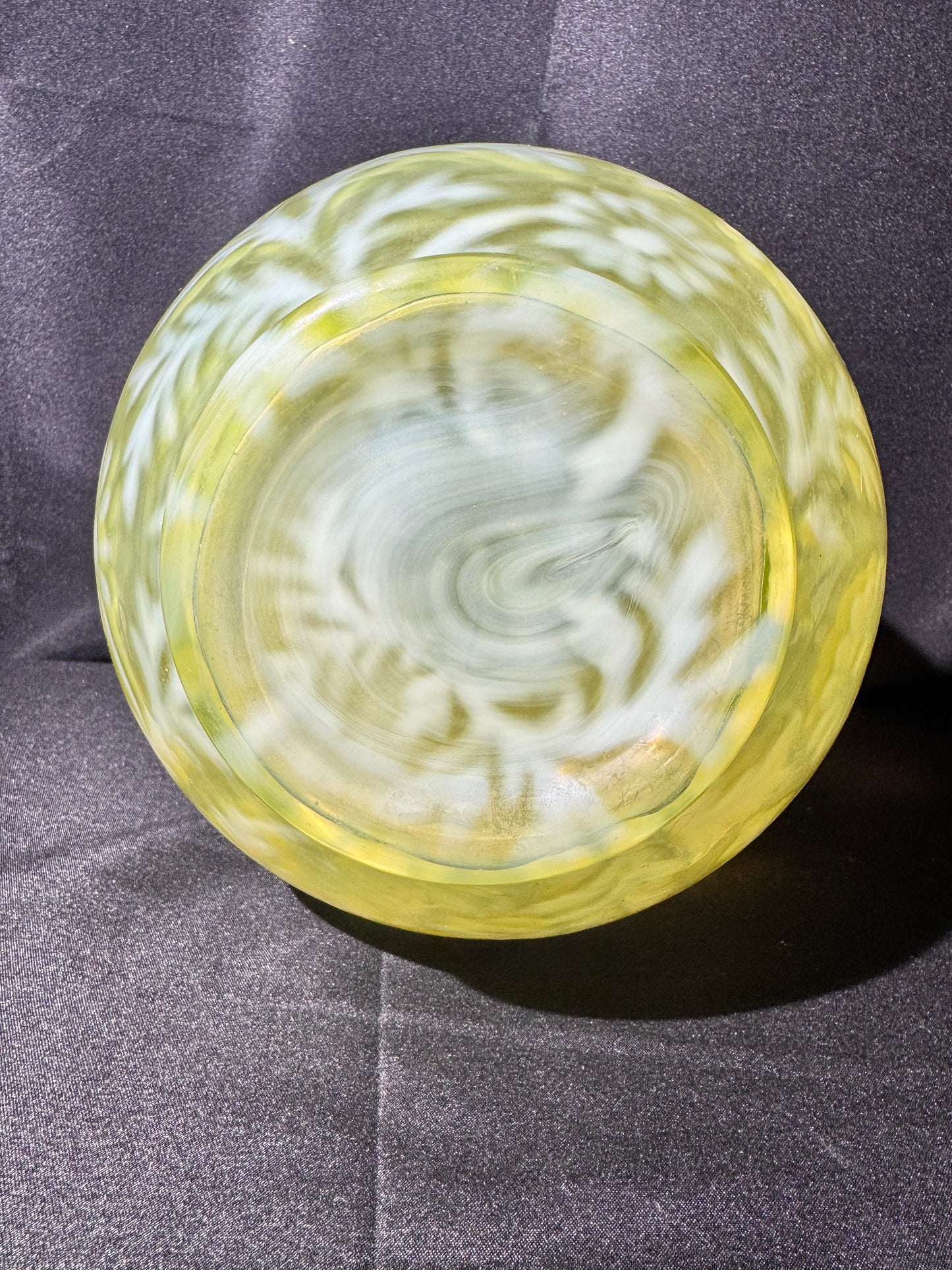 Uranium Vintage Glass - Fern & Daisy - Pitcher- Topaz Opalescent
