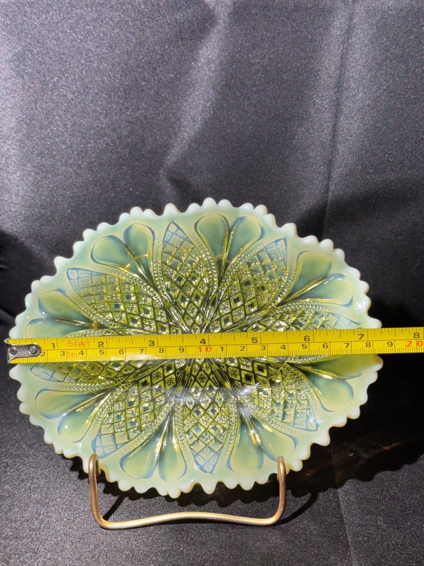 Uranium Glass Davidson Primrose Pearline “William and Mary” Ruffled Dish RD 413701