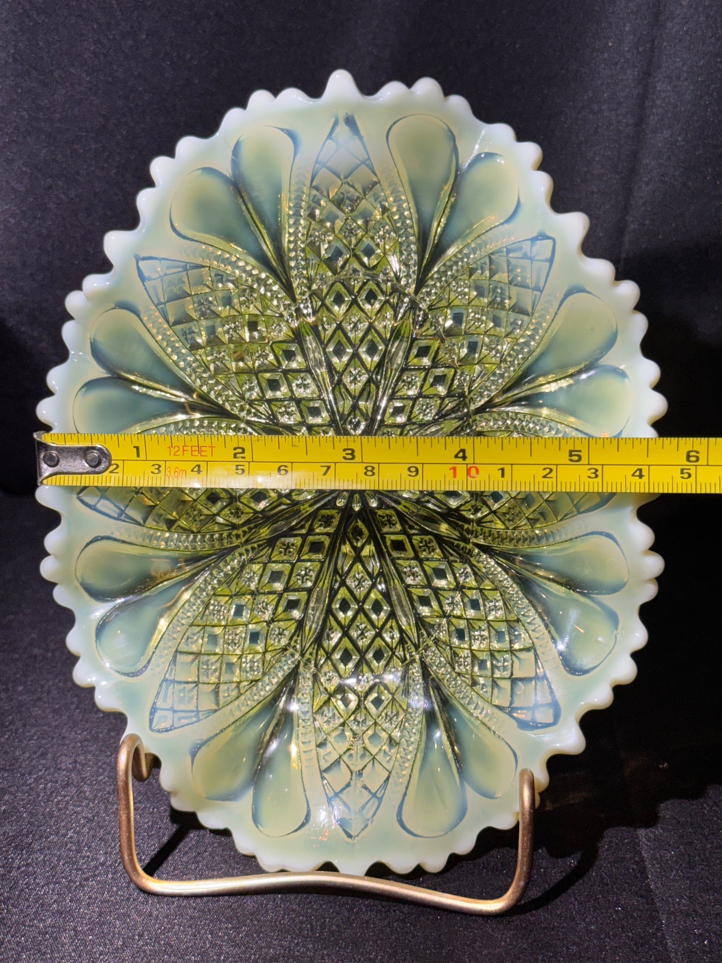 Uranium Glass Davidson Primrose Pearline “William and Mary” Ruffled Dish RD 413701