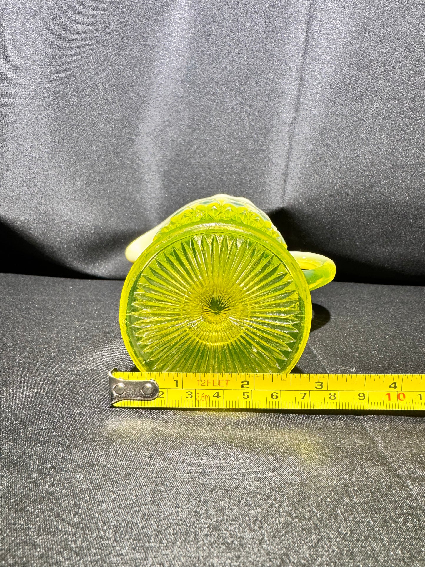 Uranium Glass - Davidson “Prince William” Primrose Pearline Pedestal Creamer RD217752 – 5”