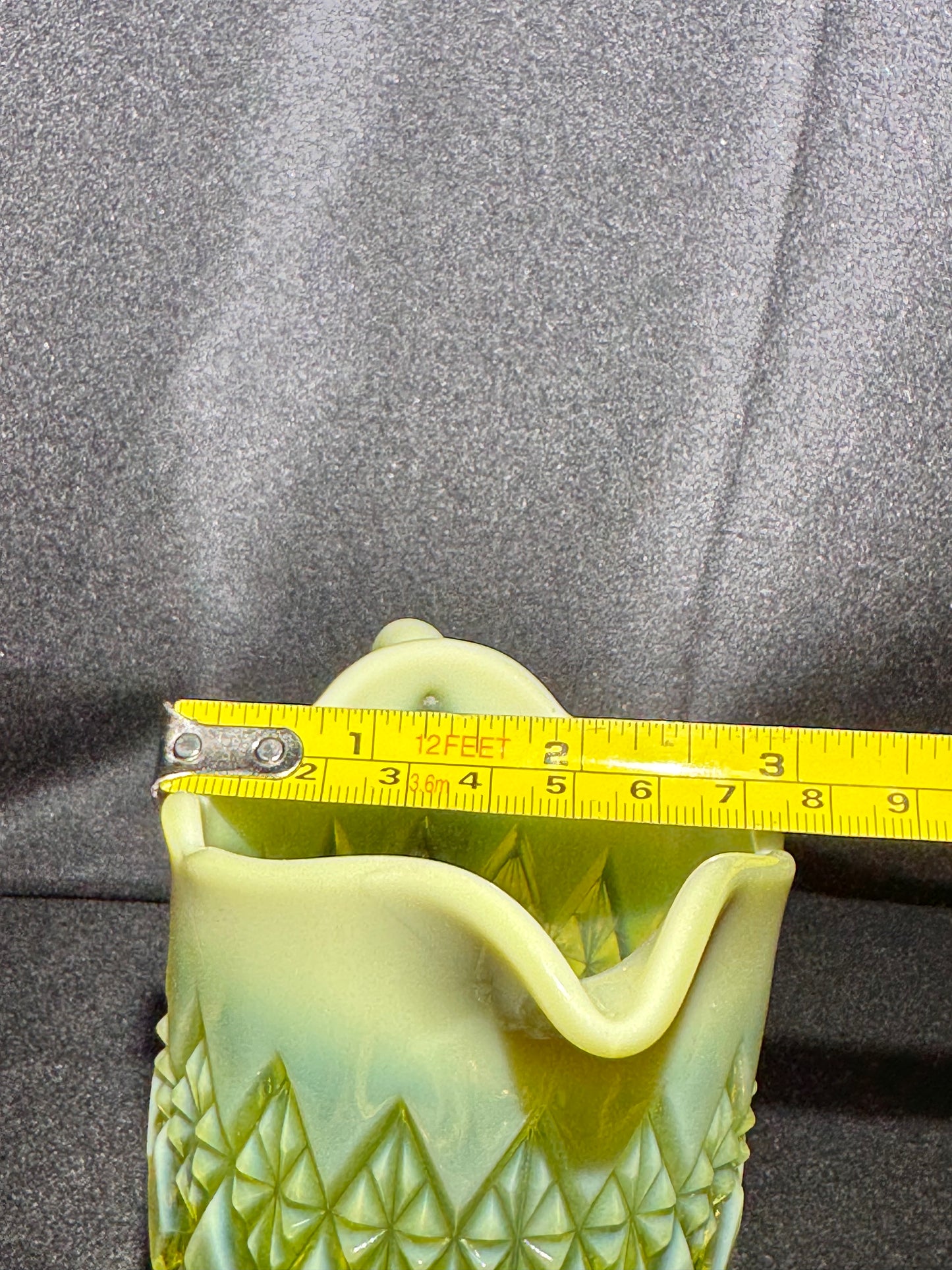 Uranium Glass - Davidson “Prince William” Primrose Pearline Pedestal Creamer RD217752 – 5”