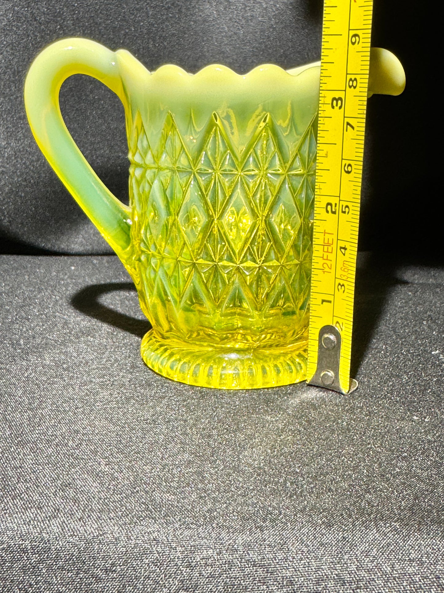 Uranium Glass - Davidson “Prince William” Primrose Pearline Creamer RD217752 – 3½”