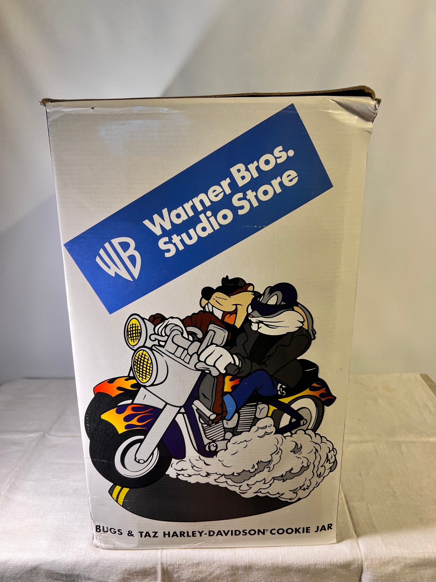 Bugs Bunny & Taz - Harley Davidson- 11” Cookie Jar- Warner Brothers- Looney Tunes-1999