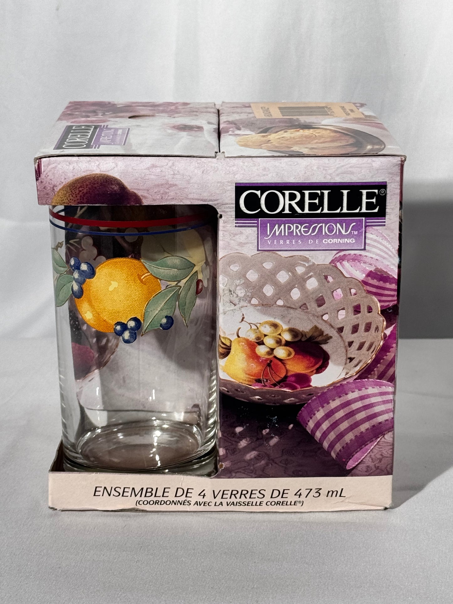 Corelle impression Glassware by Corning - Abundance - Set of Four - 16oz glasses