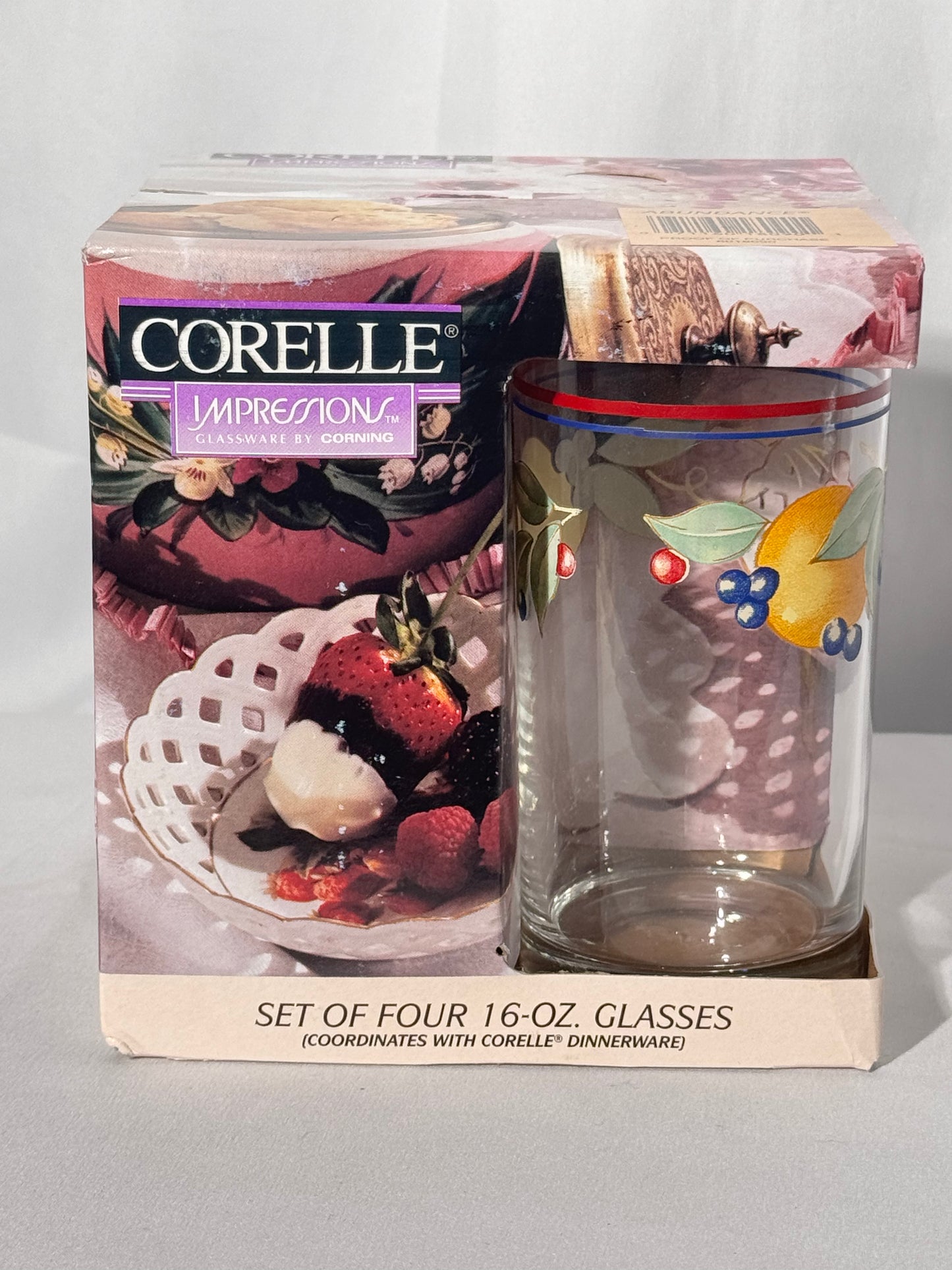 Corelle impression Glassware by Corning - Abundance - Set of Four - 16oz glasses