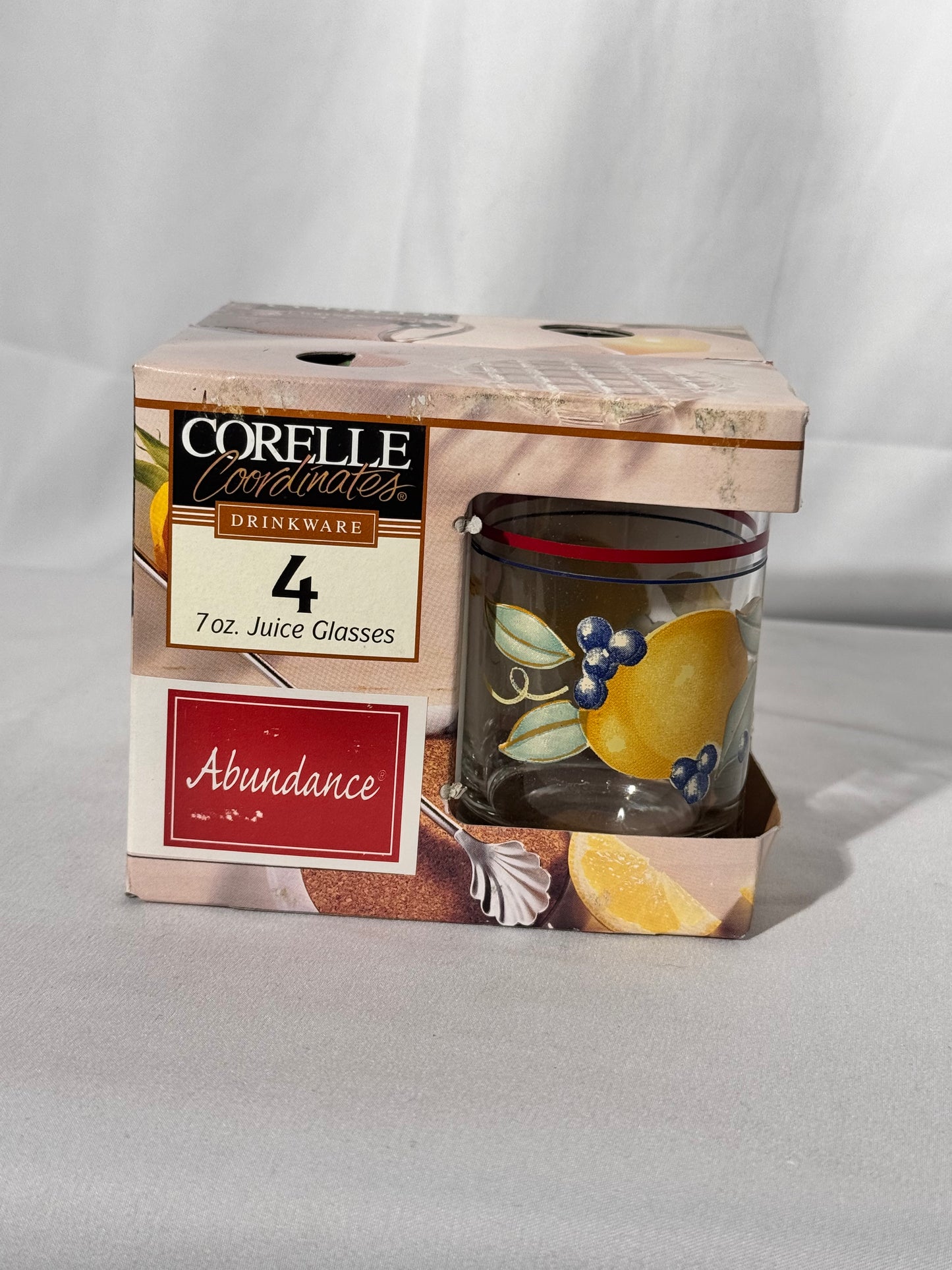 Corelle impression Glassware by Corning - Abundance - Set of Four - 7 oz juice glasses