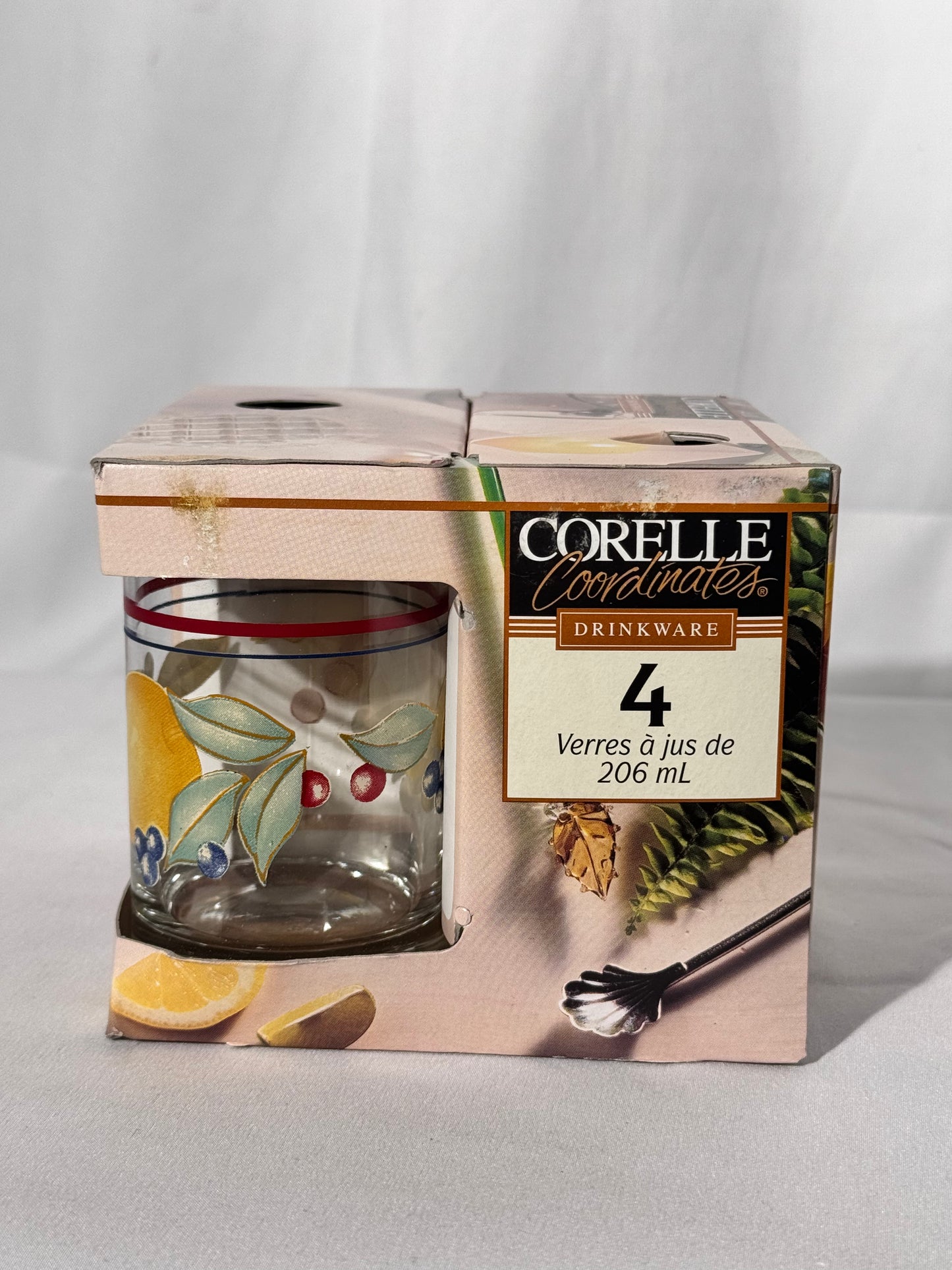 Corelle impression Glassware by Corning - Abundance - Set of Four - 7 oz juice glasses