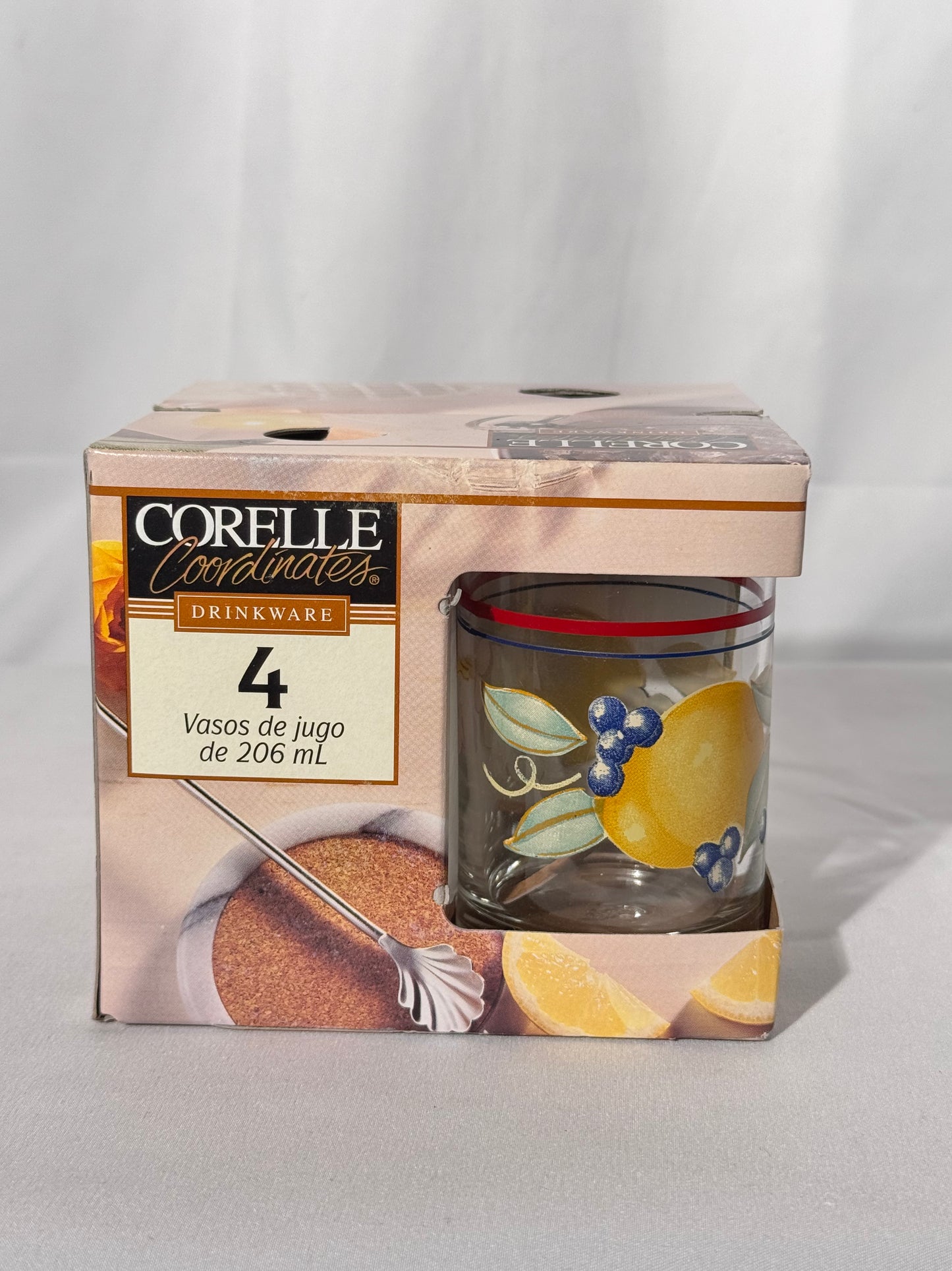 Corelle impression Glassware by Corning - Abundance - Set of Four - 7 oz juice glasses