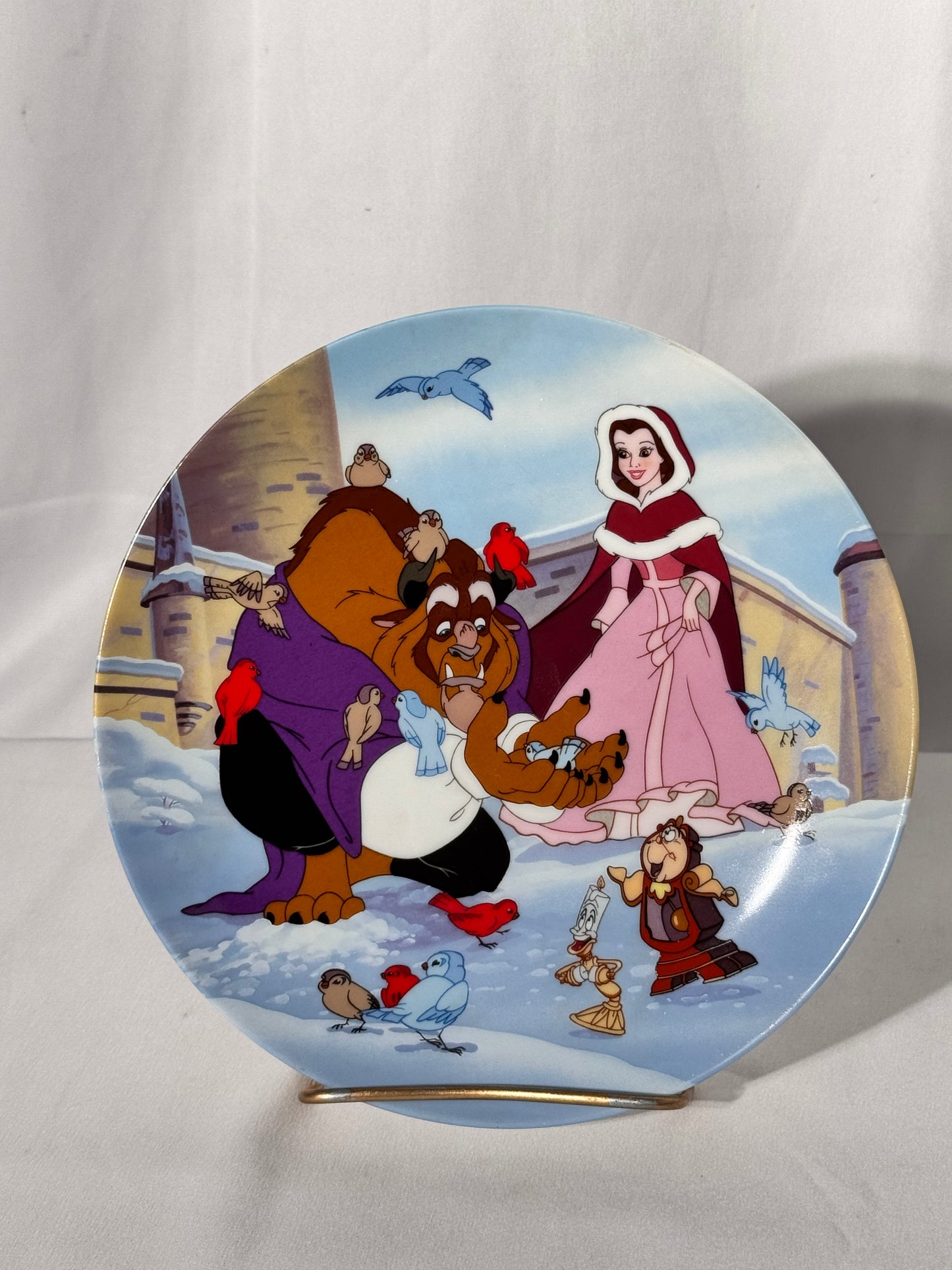 Beauty and the beast-collectors plate-Knowles-plate number 138D-warming up-Disney-certificate of authentication