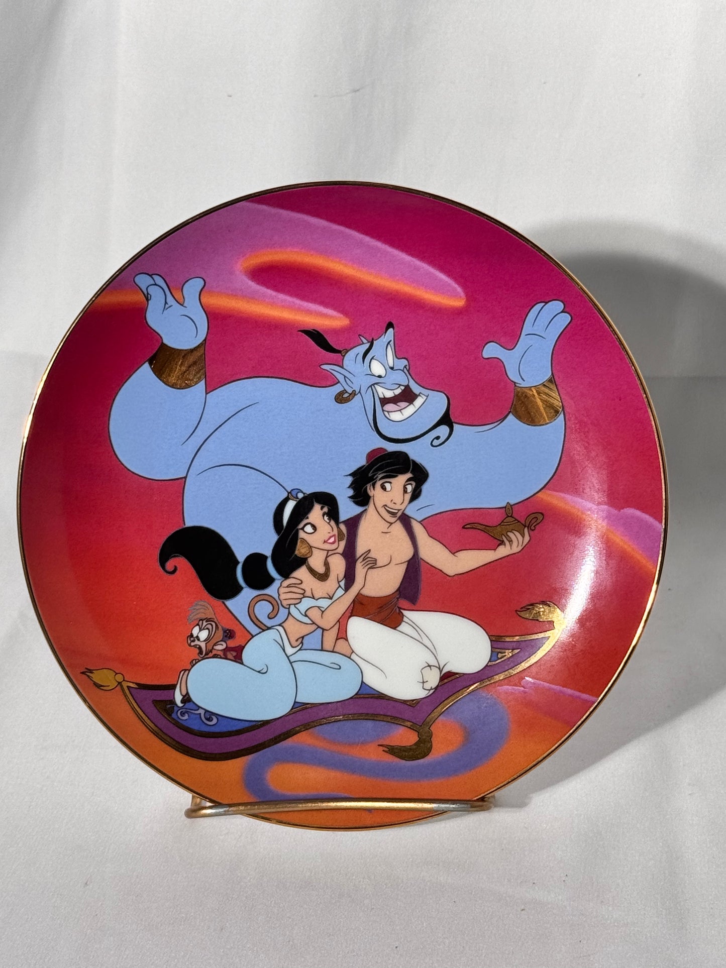 Aladdin- collectors plate -Bradford exchange-the magic carpet ride-plate number 6477A-Disney-limited edition-gold trim
