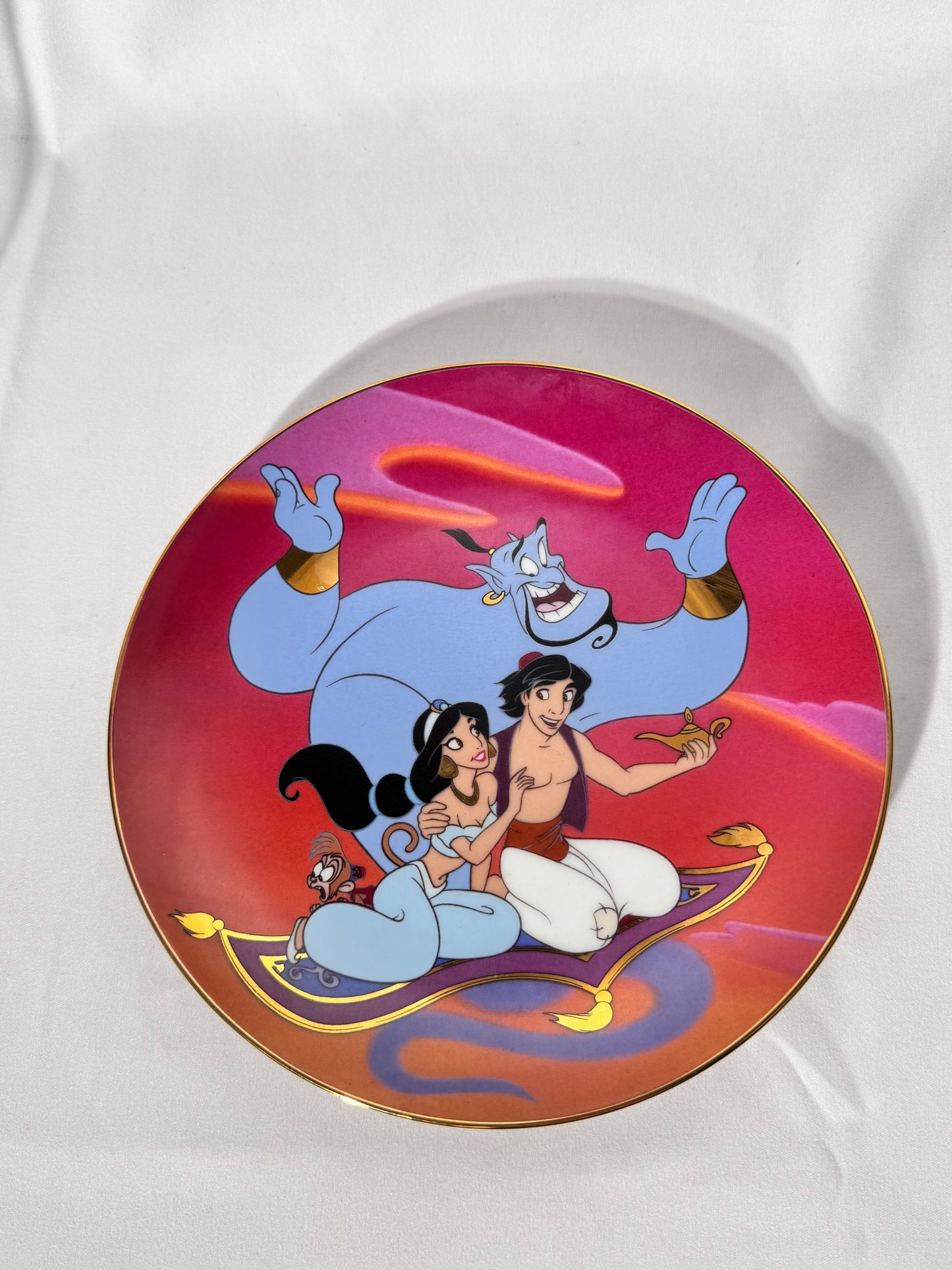 Aladdin- collectors plate -Bradford exchange-the magic carpet ride-plate number 6477A-Disney-limited edition-gold trim